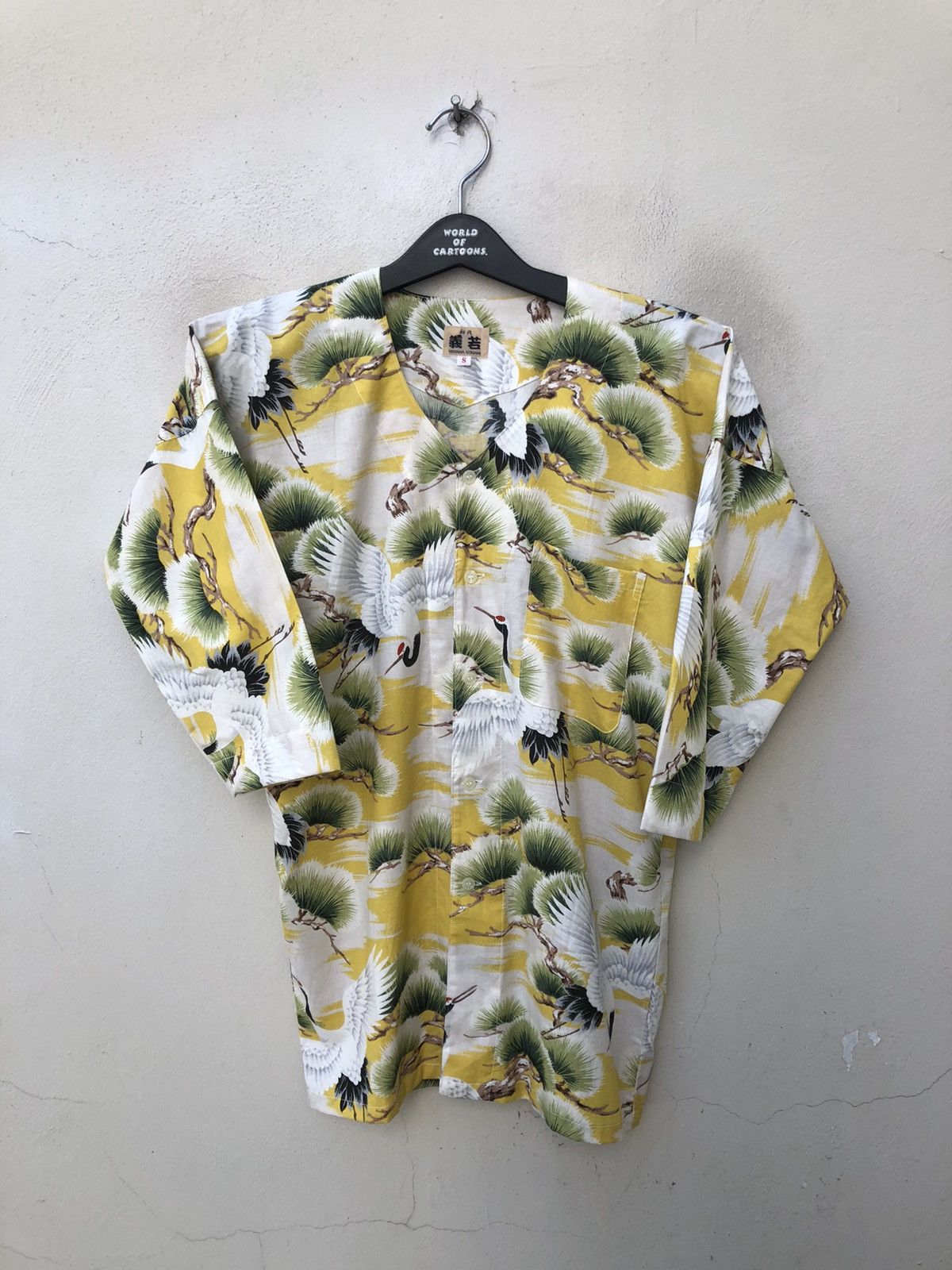 Vintage 80s NIIHAMA SONAMI Japanese Crane 3q Sleeve Button Shirt Size US S / EU 44-46 / 1 - 11 Thumbnail
