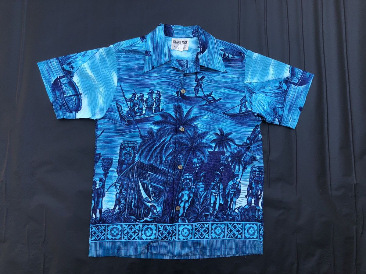 Vintage Vintage 60s 70s Island Togs Tiki Idol Hawaiian Shirt Size US S / EU 44-46 / 1 - 1 Thumbnail