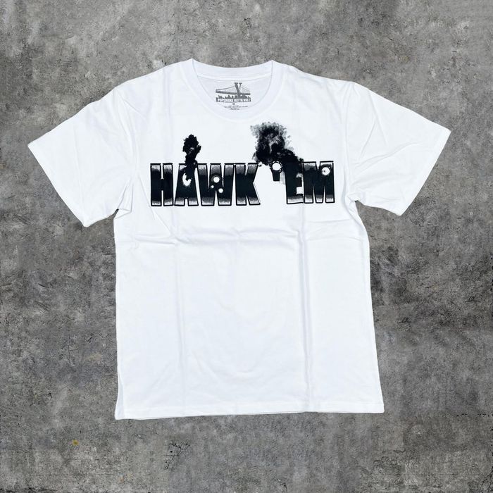 Vlone Pop Smoke x VLONE Hawk 'Em White T-shirt medium | Grailed