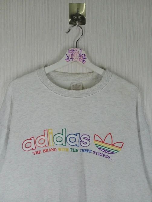 Adidas Vintage 90's Adidas Rainbow Logo Crewneck Sweatshirt Size US L / EU 52-54 / 3 - 1 Thumbnail