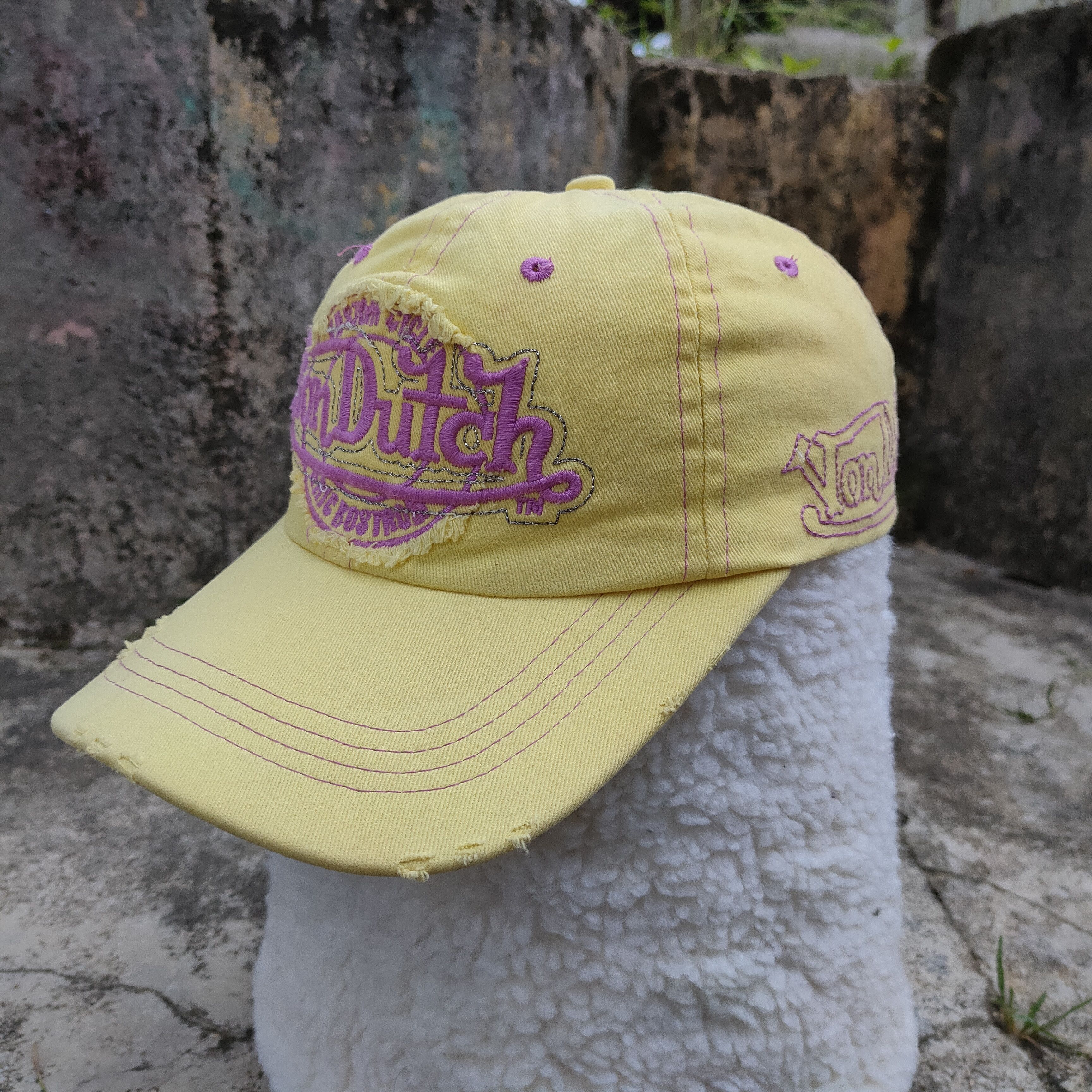 Vintage Vintage VON DUTCH Patches Embroidery Cap Yellow Distressed Size ONE SIZE - 1 Thumbnail