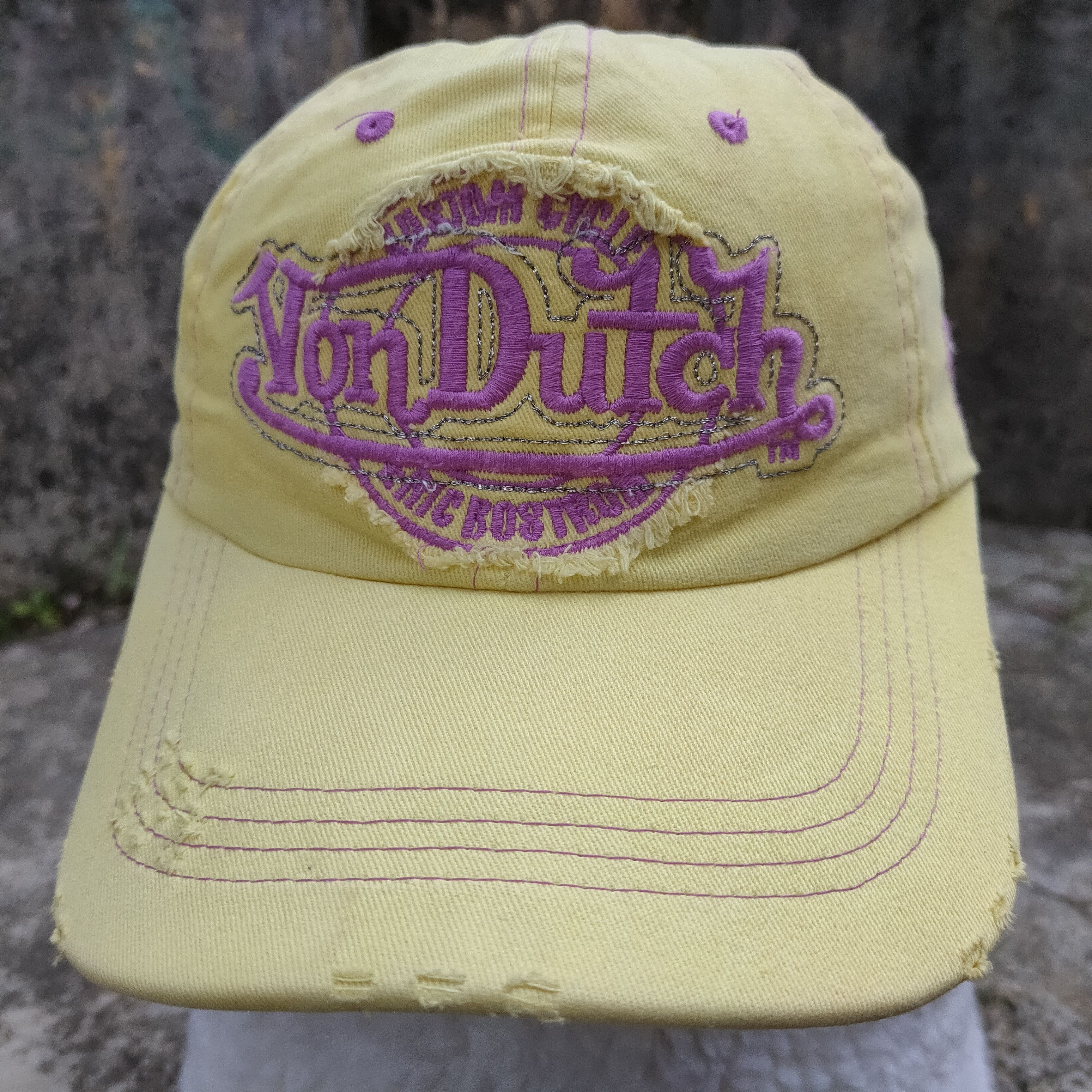Vintage Vintage VON DUTCH Patches Embroidery Cap Yellow Distressed Size ONE SIZE - 2 Thumbnail