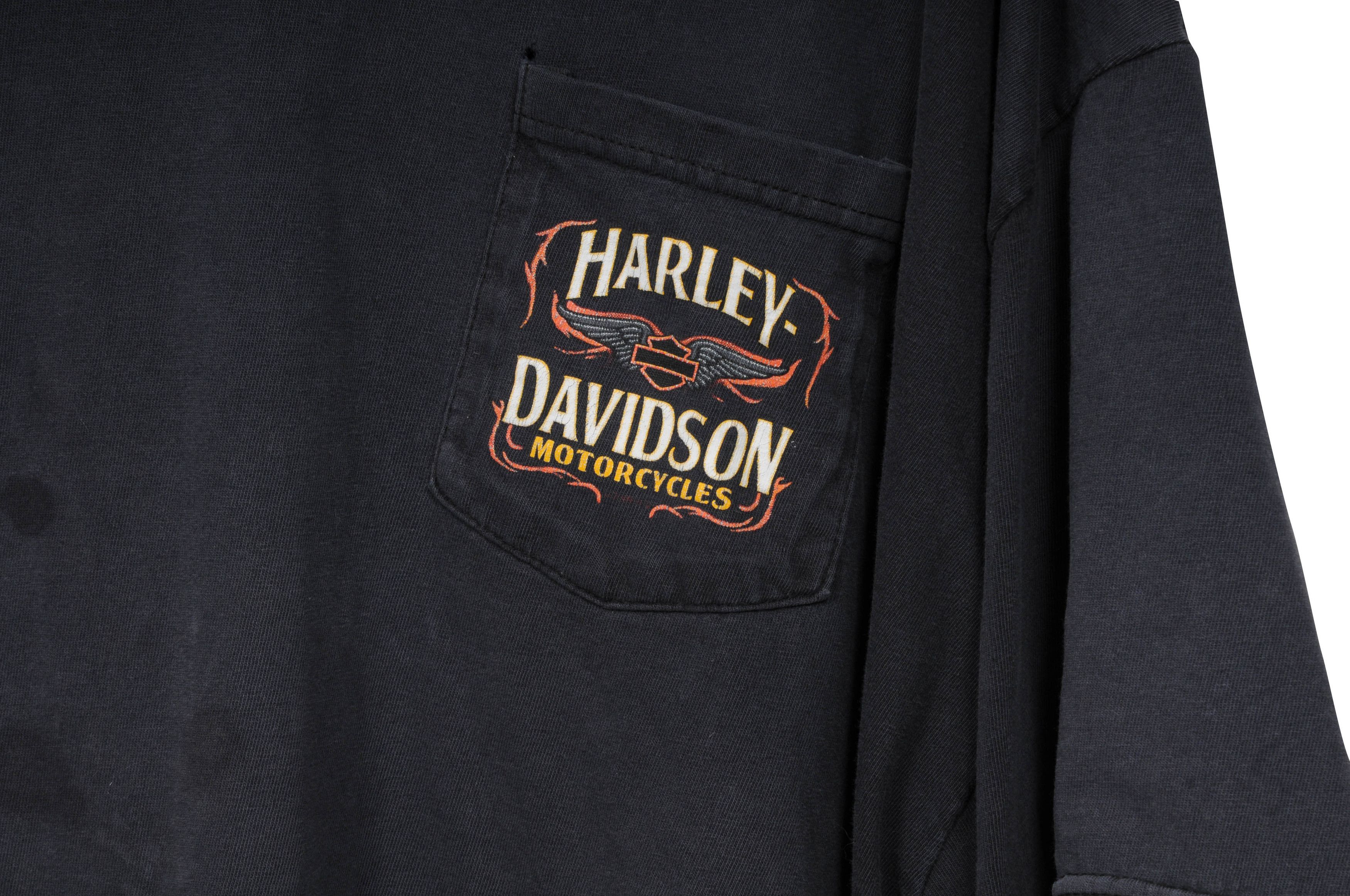 Harley Davidson Vintage Sun Faded Distressed Paint Logo Pocket T -00890 Size US XXL / EU 58 / 5 - 3 Thumbnail