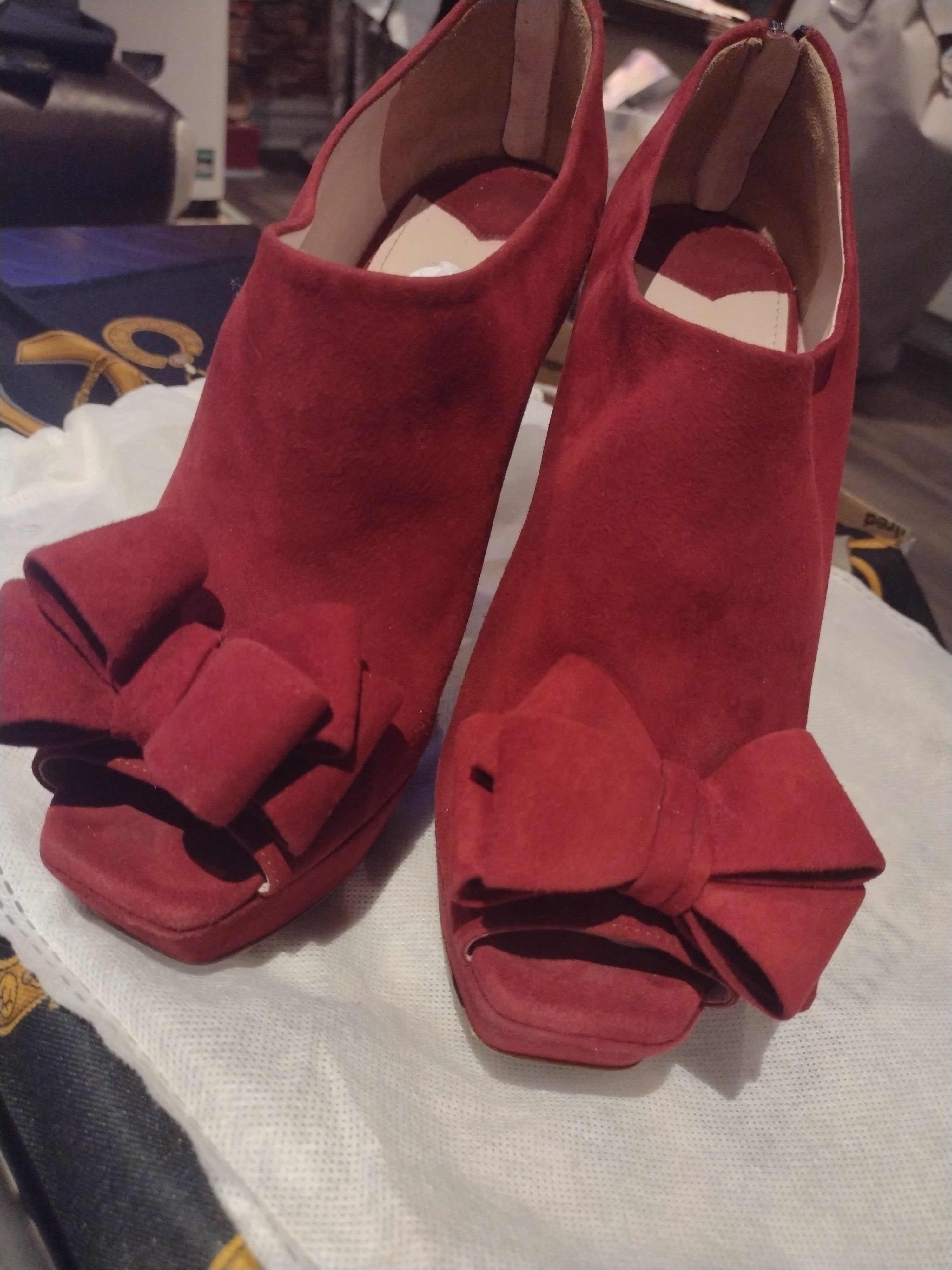 Miu Miu Miu Miu VTG Mod Red suede high Heel Couture Size US 7 / EU 40 - 2 Thumbnail