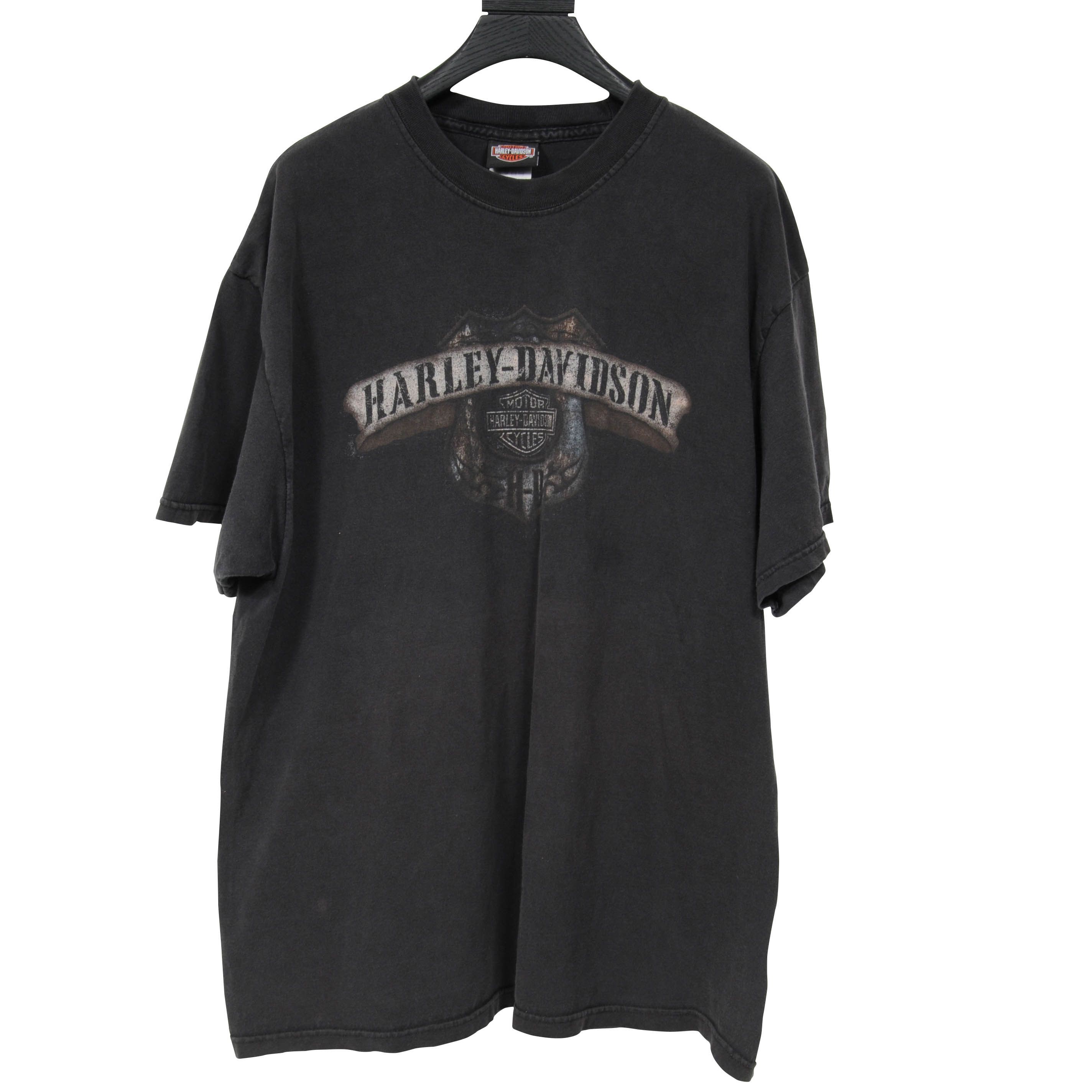 Harley Davidson Vintage Sun Faded Distressed Paint Logo T Shirt - 00891 Size US XL / EU 56 / 4 - 2 Thumbnail