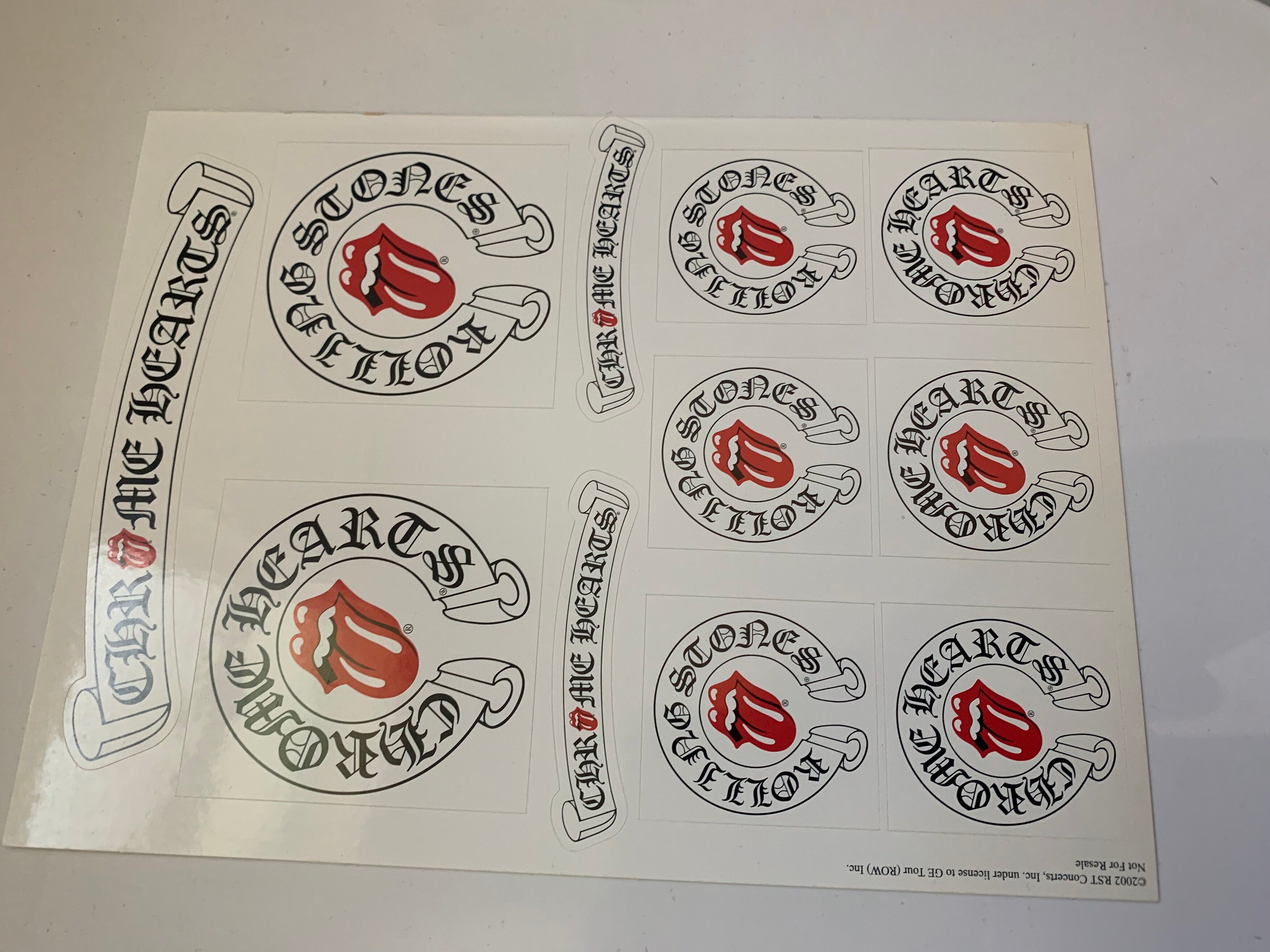 Pre-owned Chrome Hearts New 2002  The Rolling Stones Sticker Sheet In White
