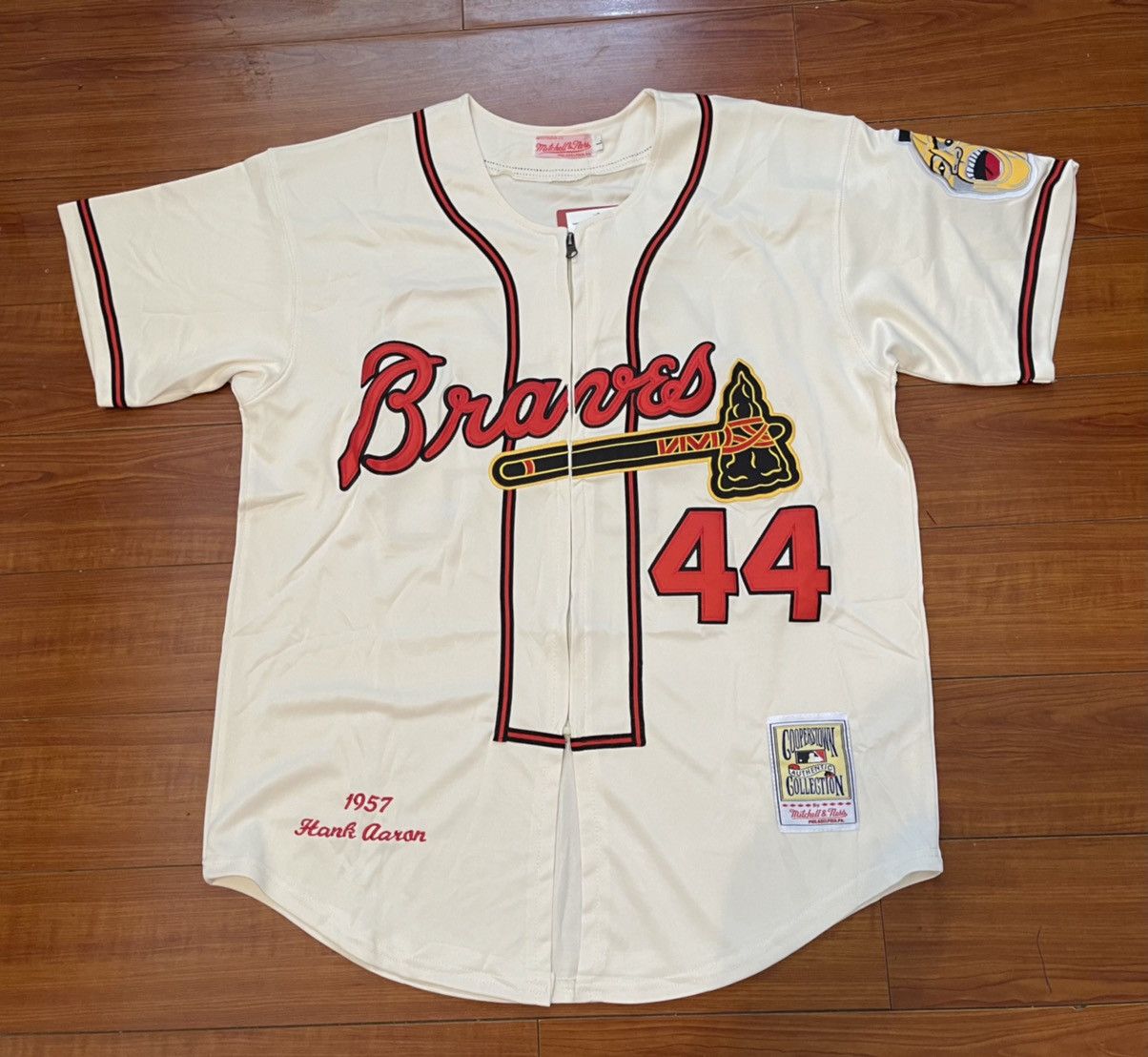 MLB Hank Aaron Atlanta Braves Cream Men’s Jersey #44 XLARGE Size US XL / EU 56 / 4 - 1 Thumbnail