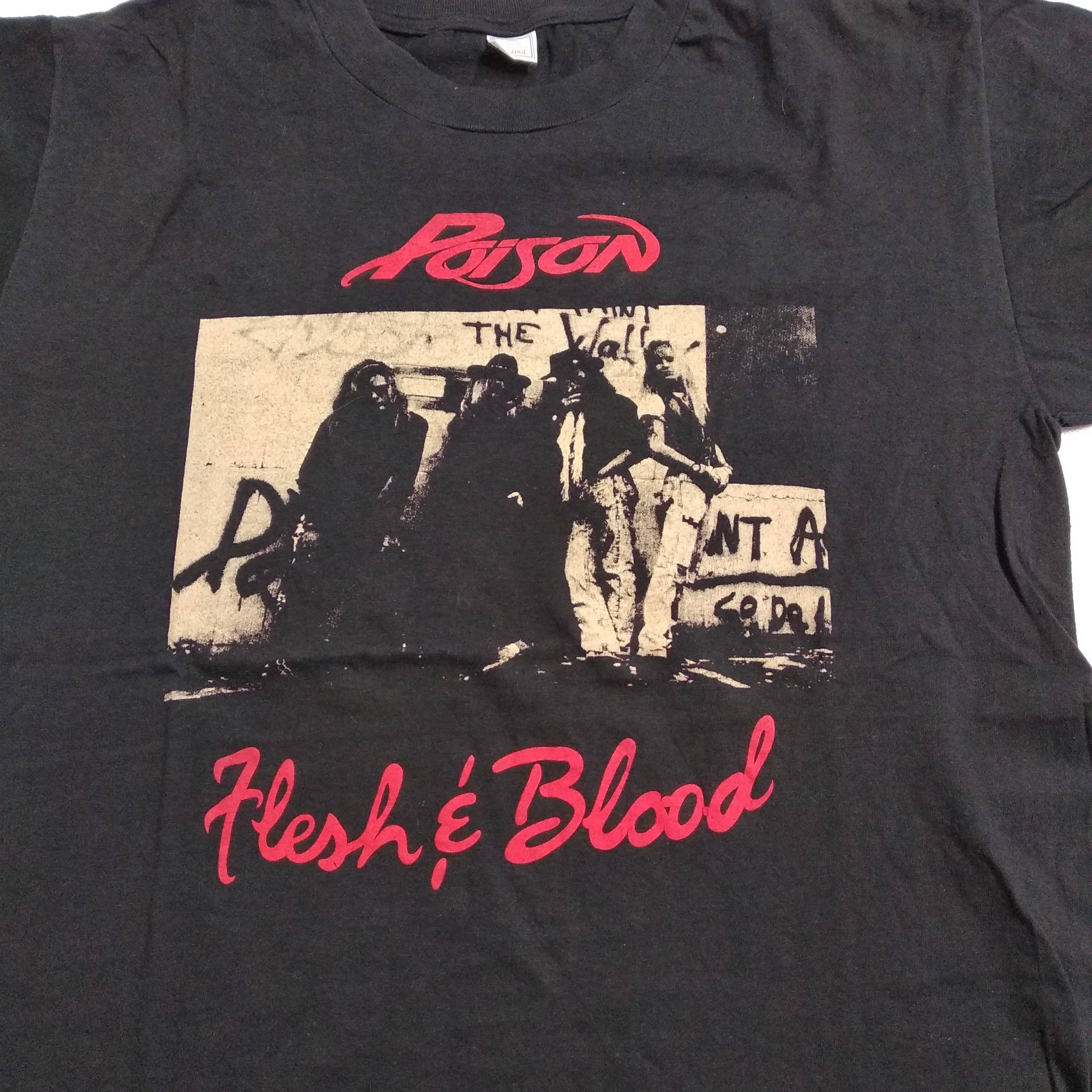 Band Tees Poison Flesh & Blood vintage music metal t-shirt 90's XL Size US XL / EU 56 / 4 - 2 Thumbnail
