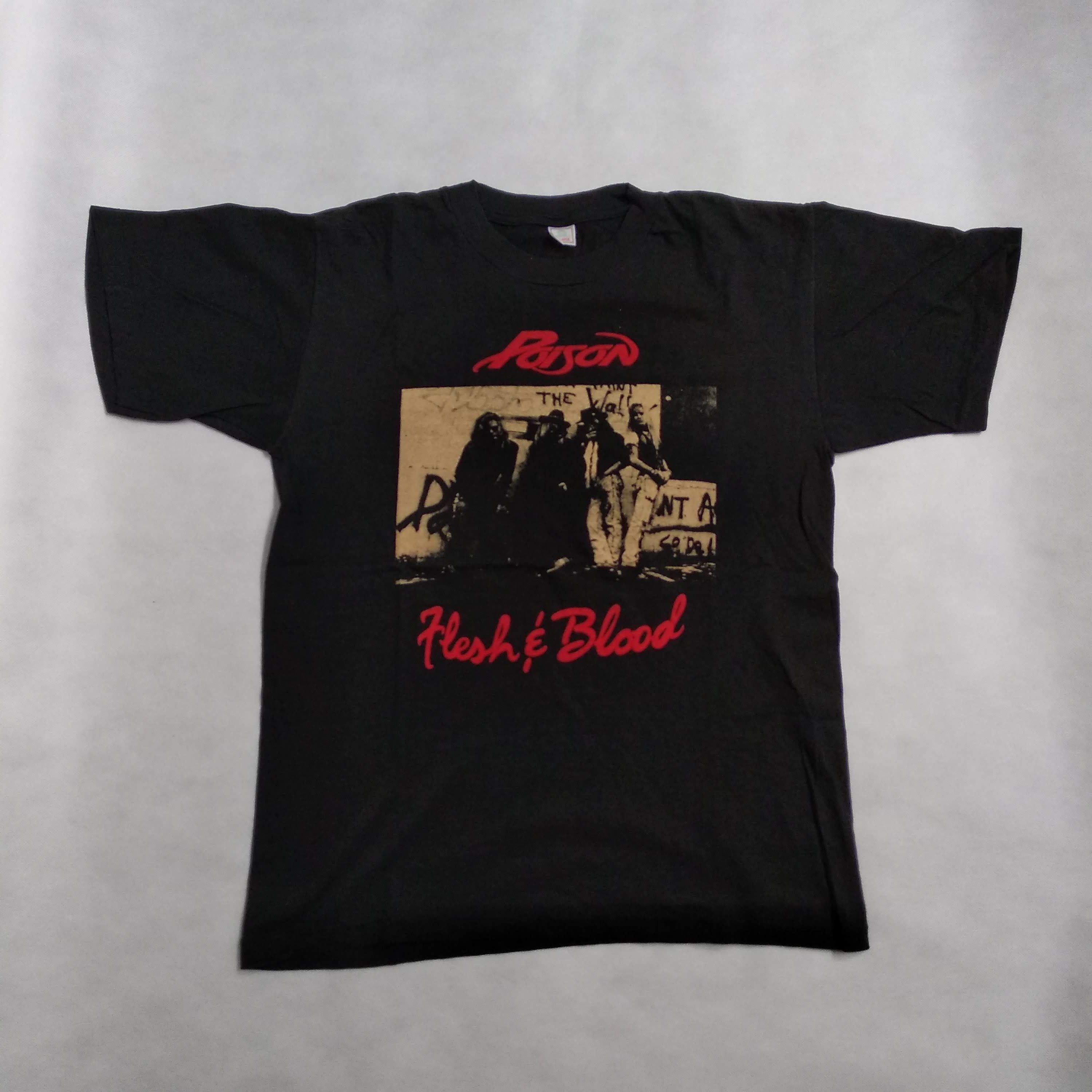 Band Tees Poison Flesh & Blood vintage music metal t-shirt 90's XL Size US XL / EU 56 / 4 - 1 Thumbnail