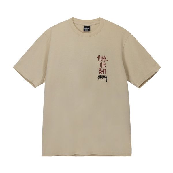 Stussy Stussy x HEAL THE BAY FISH SKELETON PIGMENT DYED TEE Beige | Grailed