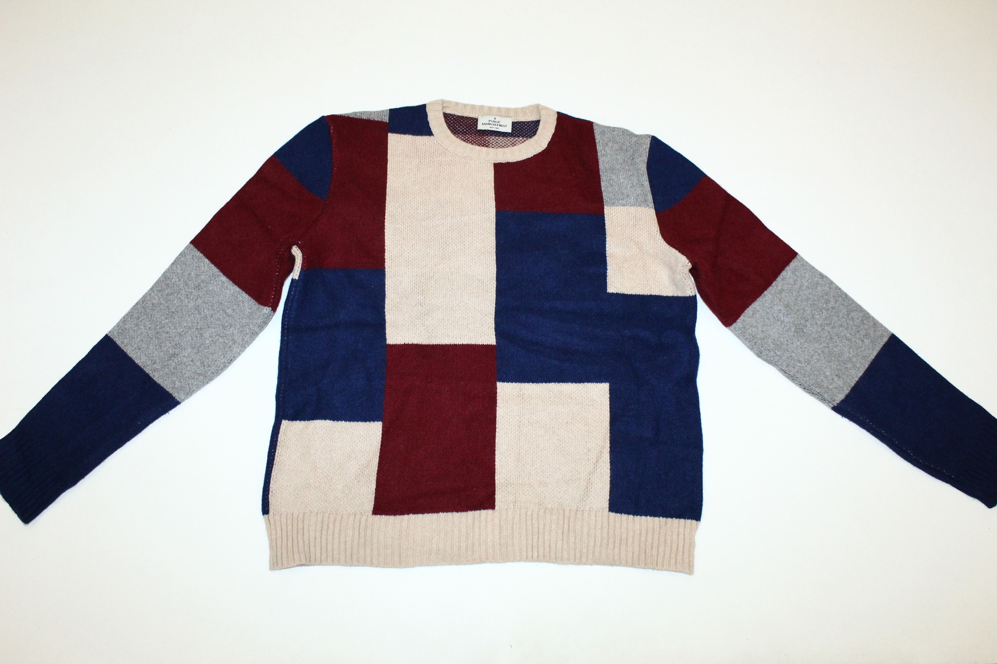 Japanese Brand A public announcement NY Jacquard Colorblock Crew Sweater Size US M / EU 48-50 / 2 - 7 Thumbnail