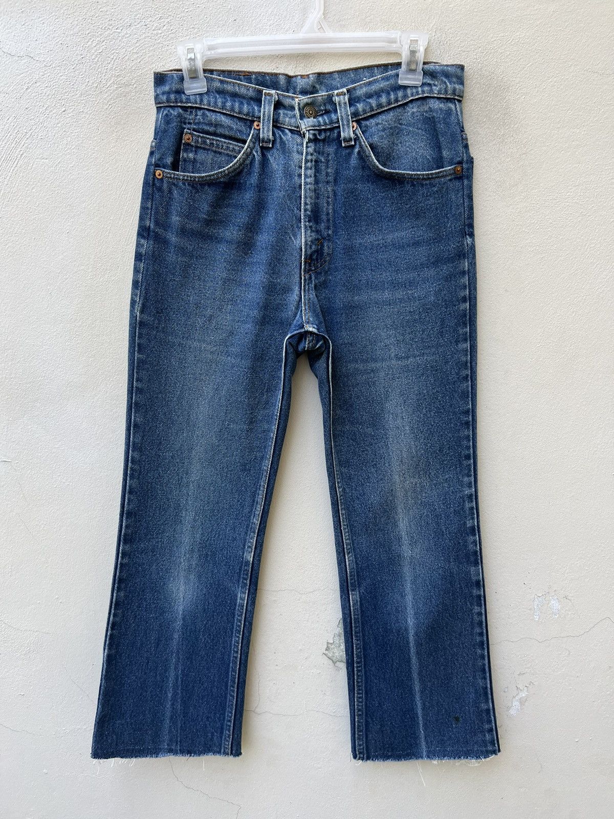 Levi's × Vintage 80s Levi’s 517 Orange Tab Cropped Denim Flare Jeans R1 Size US 29 - 3 Thumbnail