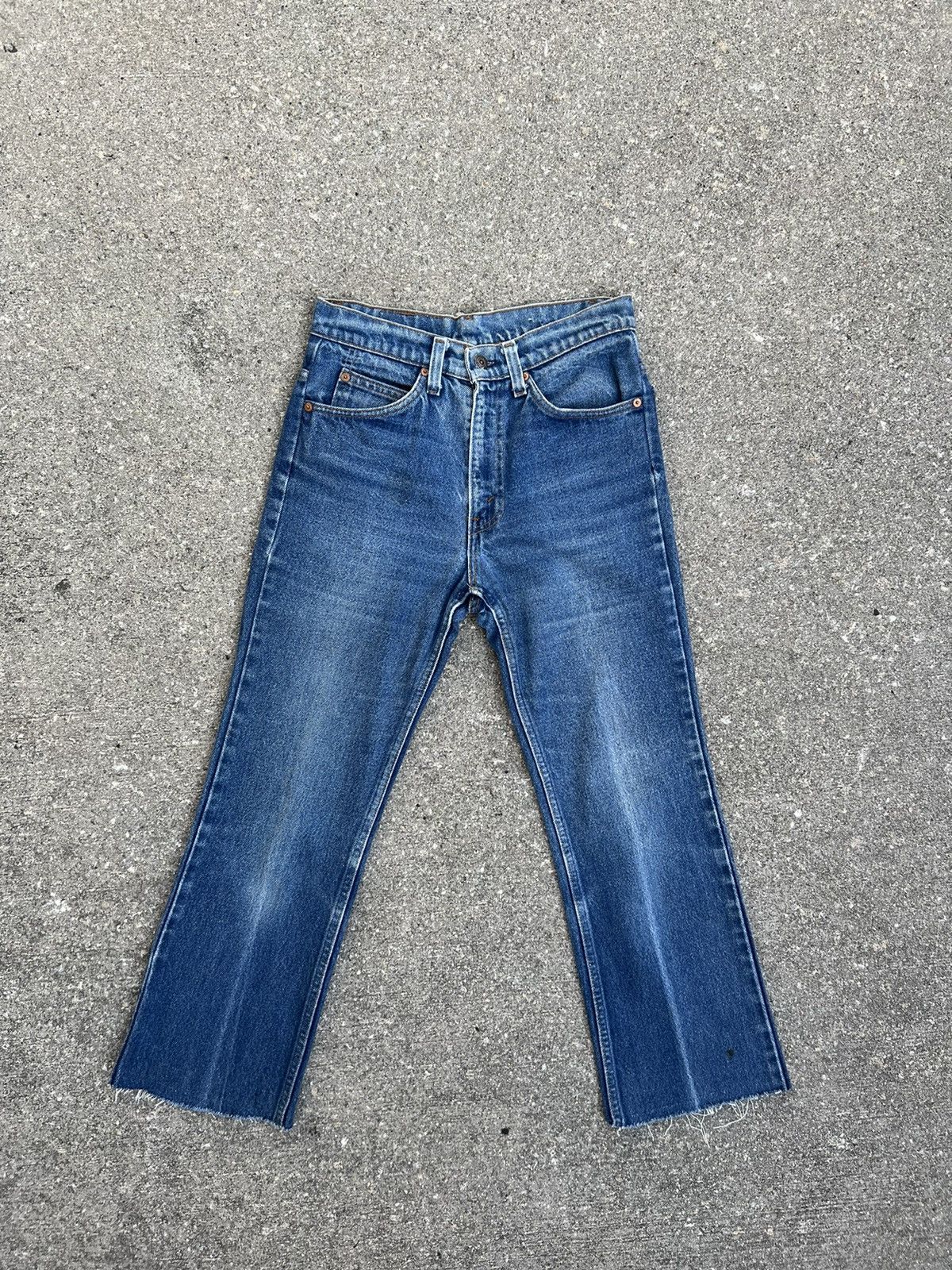 Levi's × Vintage 80s Levi’s 517 Orange Tab Cropped Denim Flare Jeans R1 Size US 29 - 1 Thumbnail