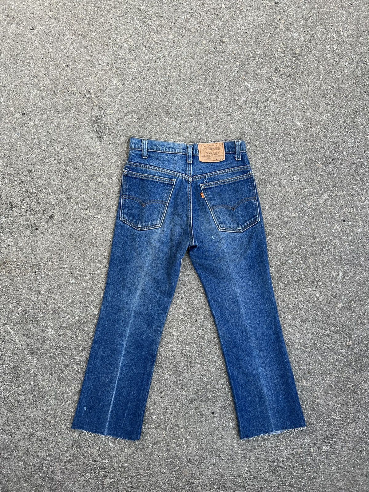 Levi's × Vintage 80s Levi’s 517 Orange Tab Cropped Denim Flare Jeans R1 Size US 29 - 2 Thumbnail