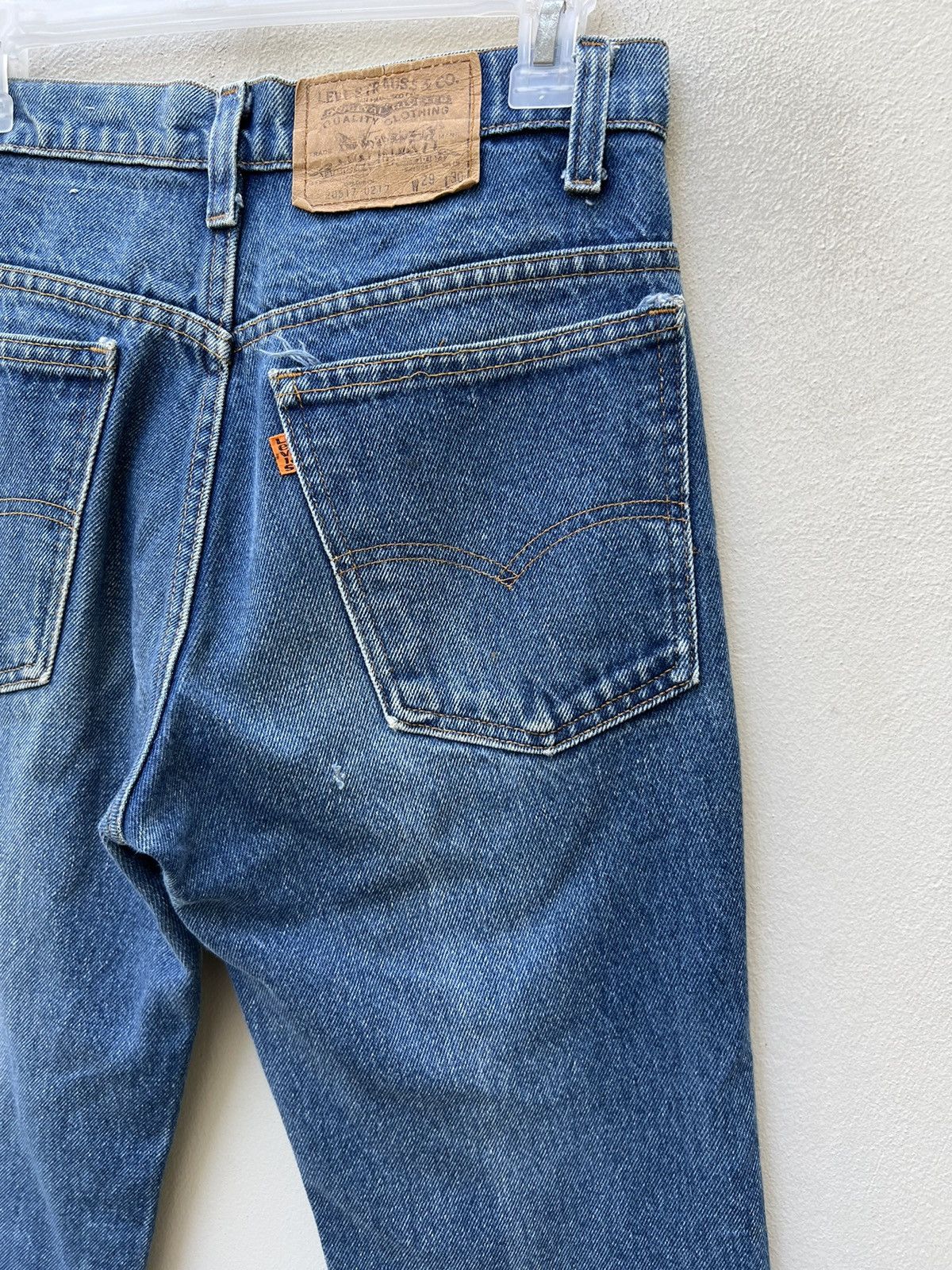 80s Levi's 517 Orange Tab Cropped Denim Flare Jeans R1