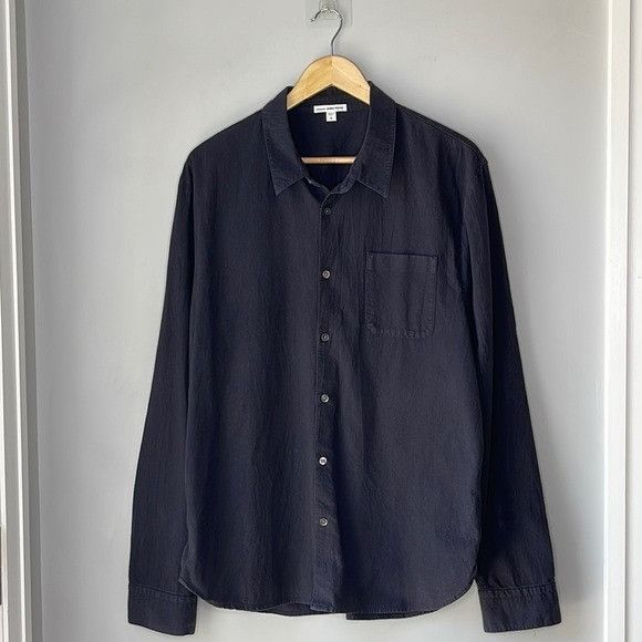 James Perse James Perse Cotton Navy Button Down Shirt | Grailed