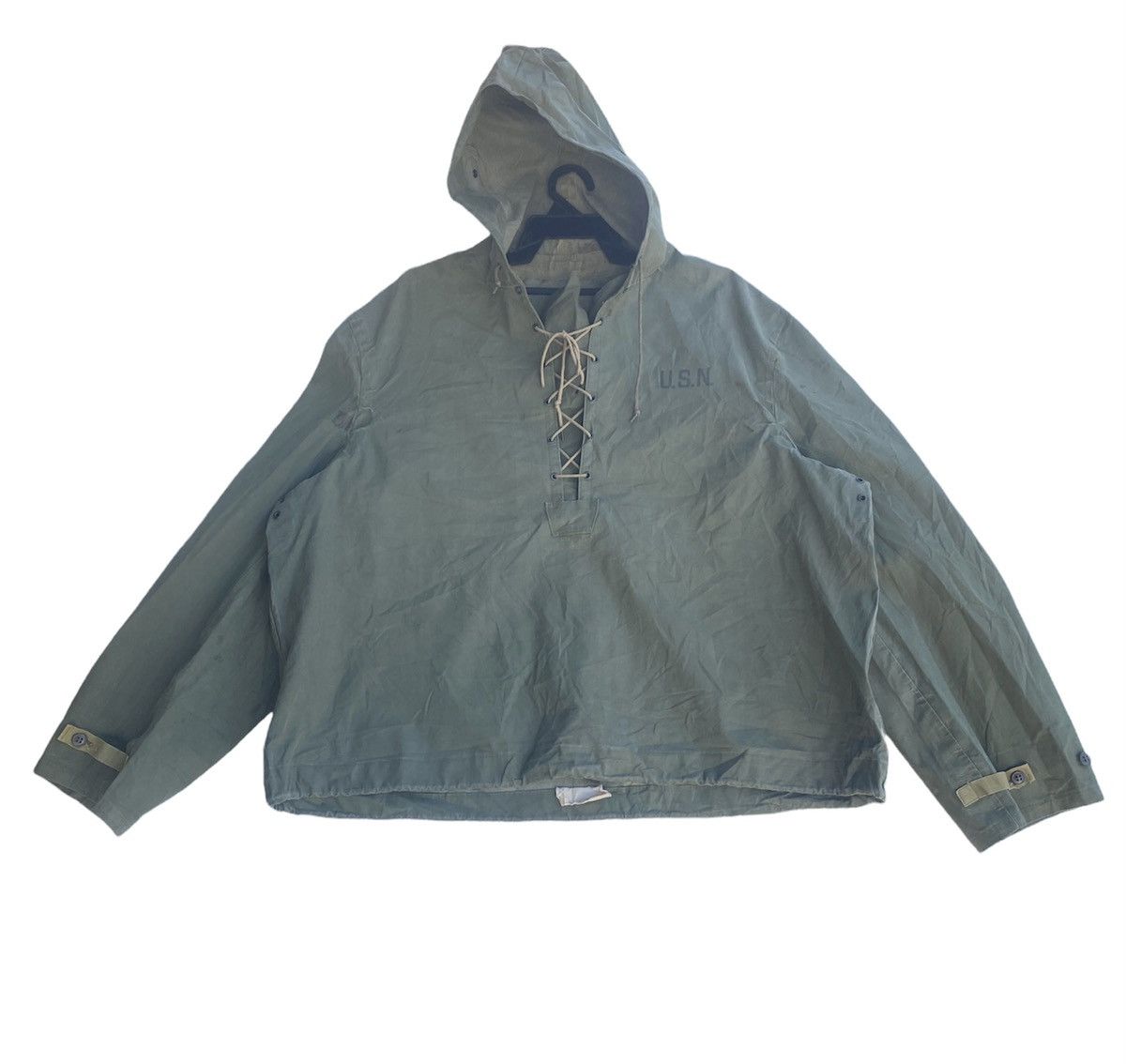 Vintage Collectible 1940s USN ww2 deck wet jacket parka pullover Size US L / EU 52-54 / 3 - 1 Thumbnail