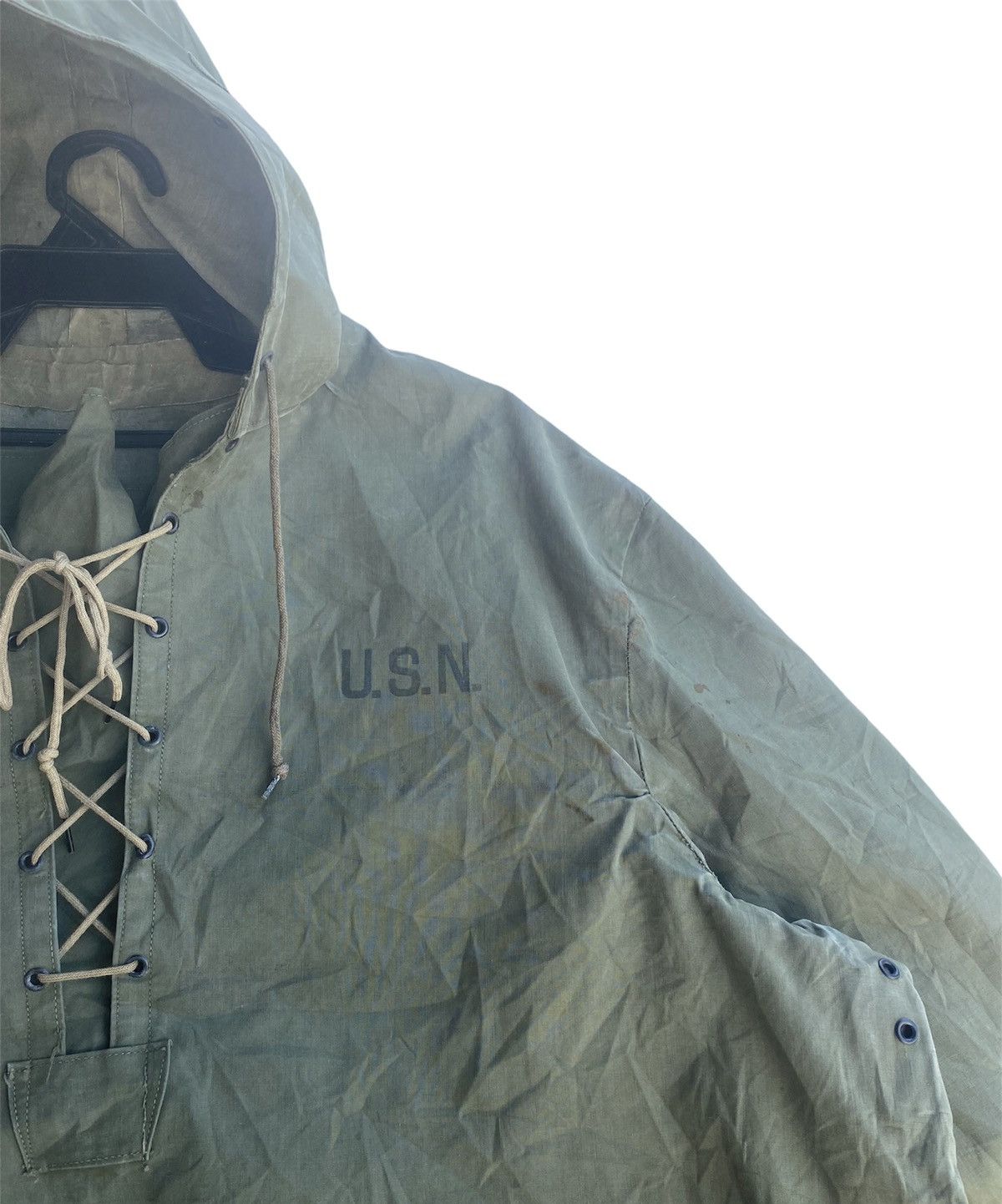 Vintage Collectible 1940s USN ww2 deck wet jacket parka pullover Size US L / EU 52-54 / 3 - 3 Thumbnail