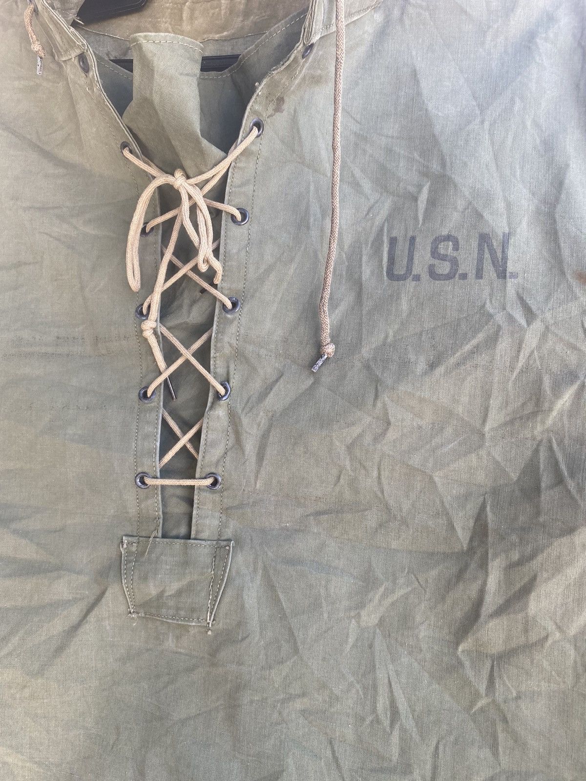 Vintage Collectible 1940s USN ww2 deck wet jacket parka pullover Size US L / EU 52-54 / 3 - 4 Thumbnail