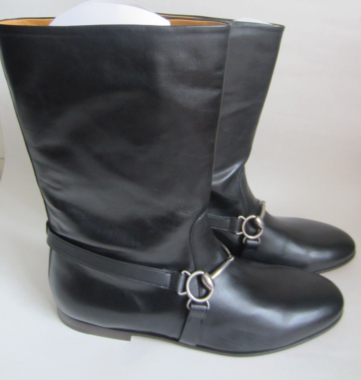Gucci NEW DEADSTOCK with BOX Black Leather Horsebit Boots Size US 8.5 / EU 41-42 - 1 Thumbnail