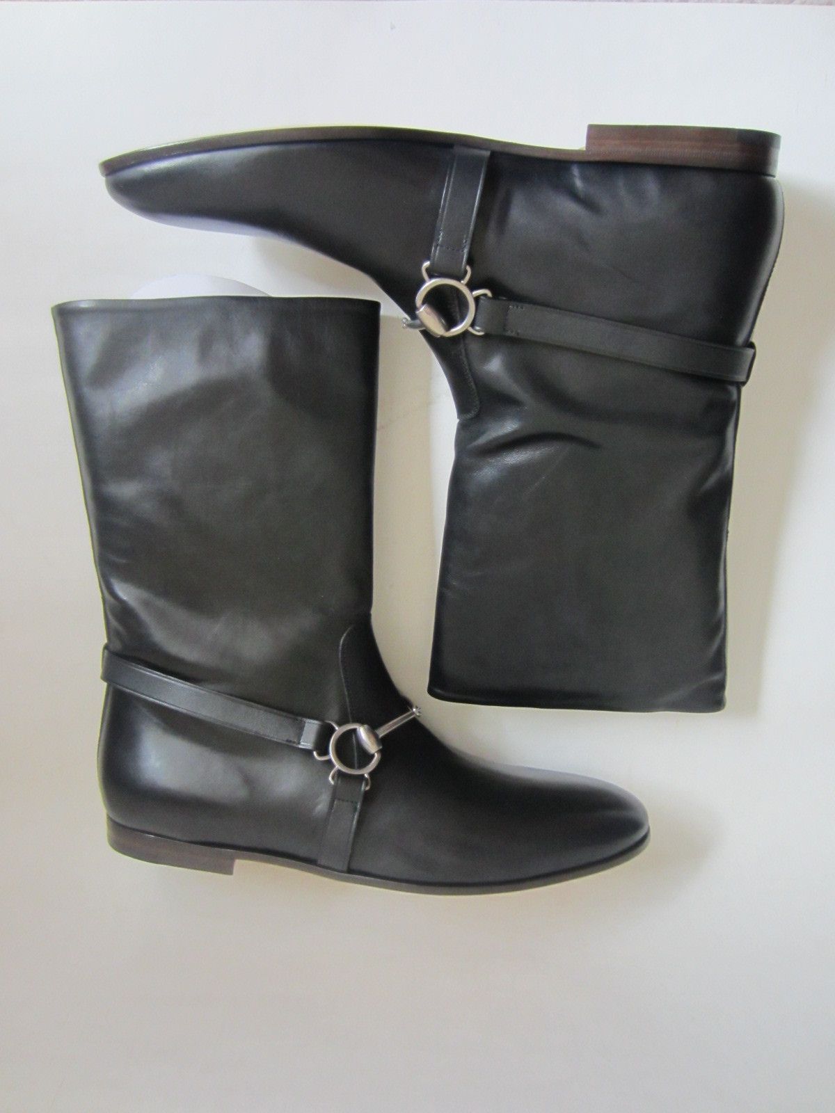 Gucci NEW DEADSTOCK with BOX Black Leather Horsebit Boots Size US 8.5 / EU 41-42 - 19 Thumbnail