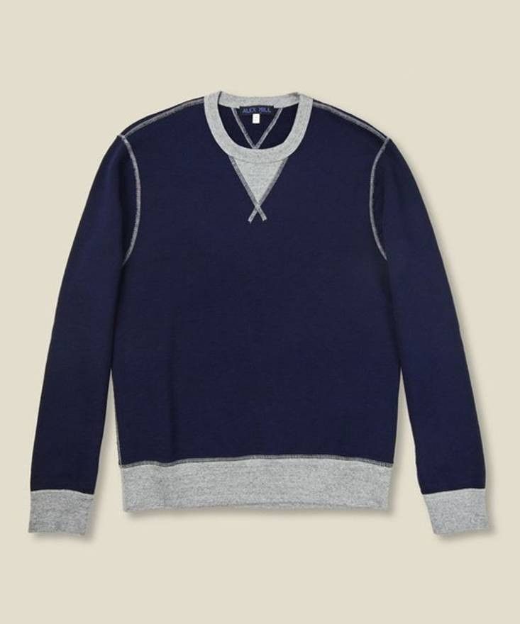 Alex Mill NEW Navy & Grey Colorblock Sweatshirt Size US L / EU 52-54 / 3 - 1 Thumbnail