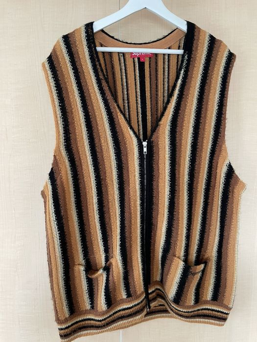 Supreme supreme stripe sweater vest L brown | Grailed