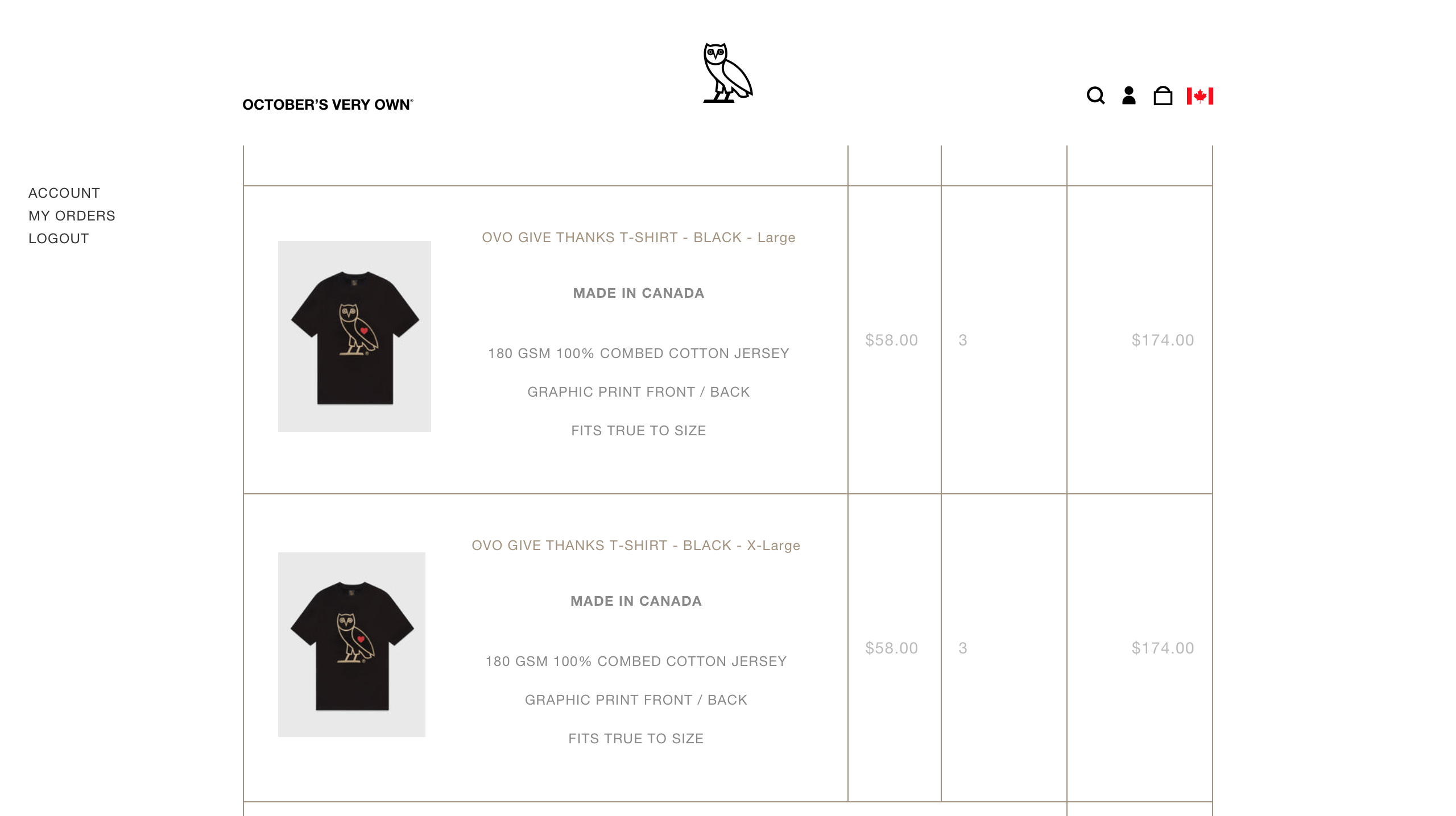 Drake OVO OG Owl Tee Heart Love Emoji Give Thanks Canada Exclusive Size US XL / EU 56 / 4 - 8 Thumbnail