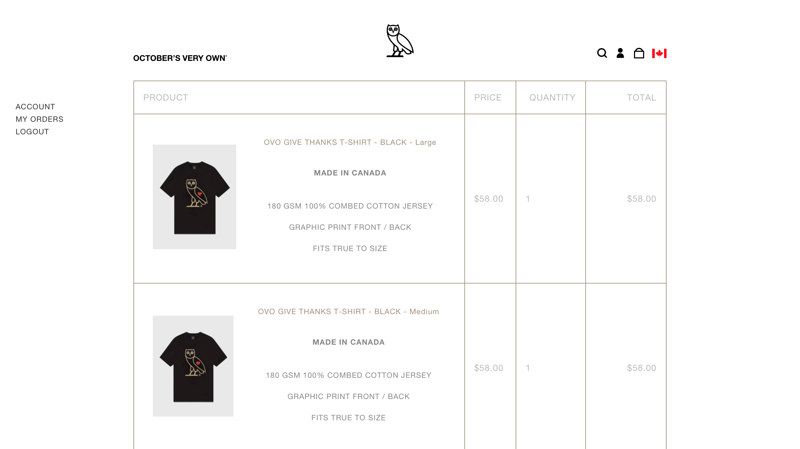Drake OVO OG Owl Tee Heart Love Emoji Give Thanks Canada Exclusive Size US XL / EU 56 / 4 - 10 Thumbnail