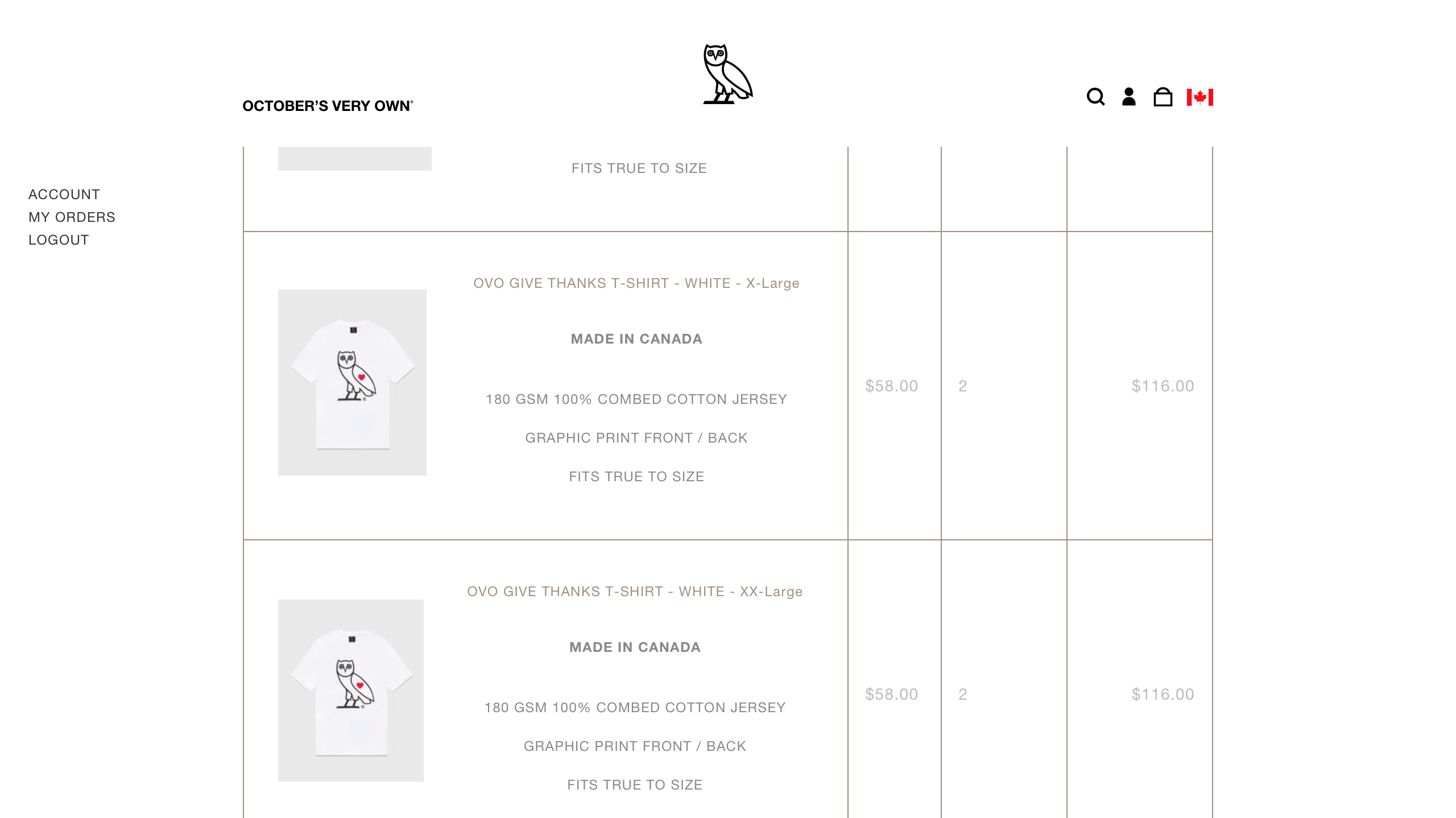 Drake OVO OG Owl Tee Heart Love Emoji Give Thanks Canada Exclusive Size US XXL / EU 58 / 5 - 9 Thumbnail