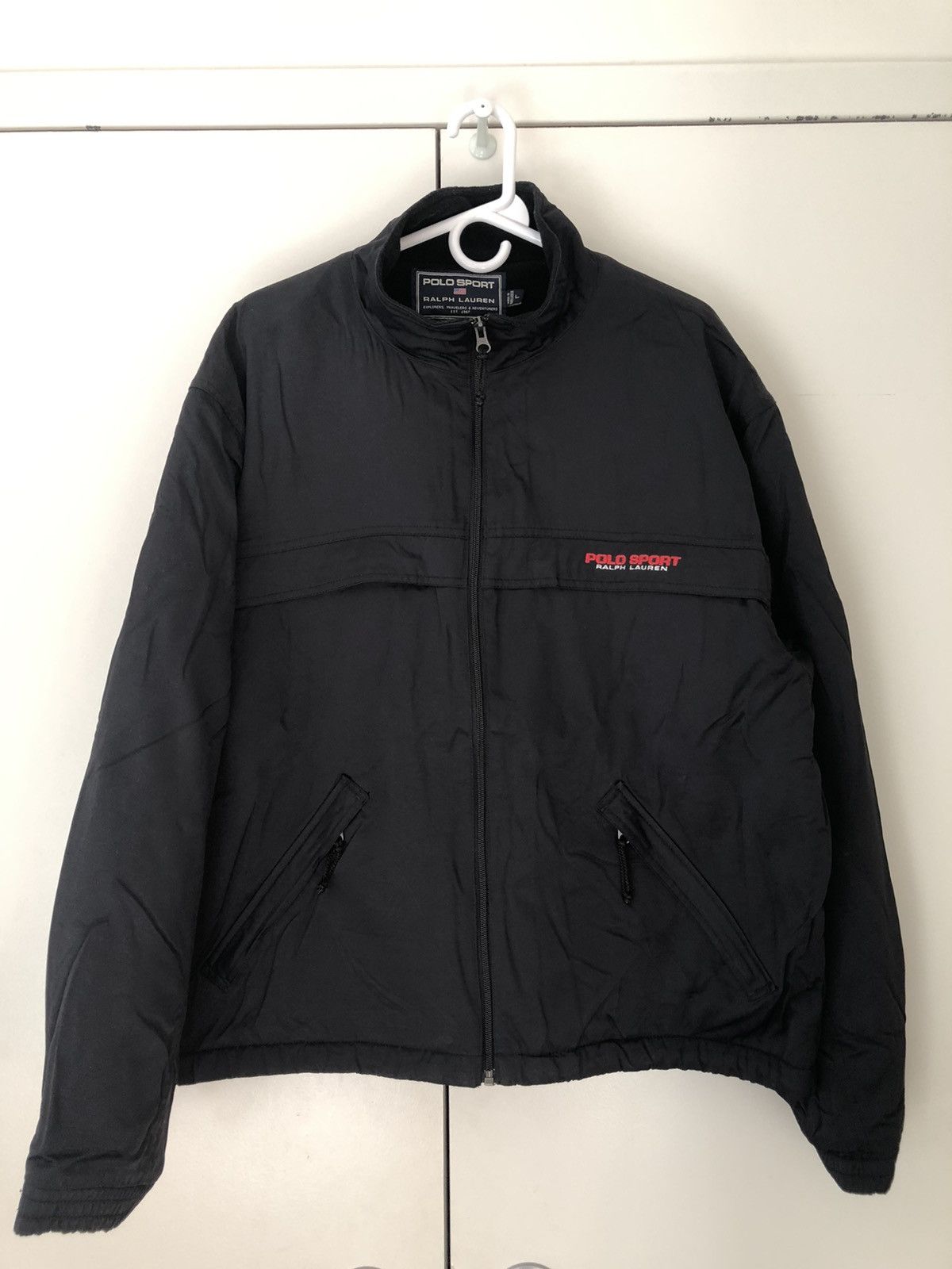 Polo Ralph Lauren Polo sports fleece jacket size large black red work wear Size US L / EU 52-54 / 3 - 1 Thumbnail
