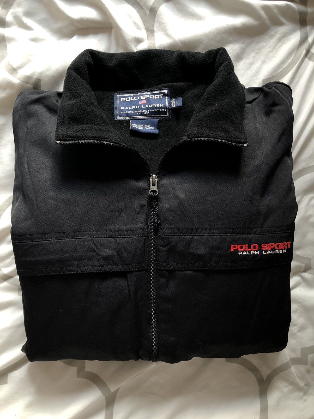 Polo Ralph Lauren Polo sports fleece jacket size large black red work wear Size US L / EU 52-54 / 3 - 7 Thumbnail