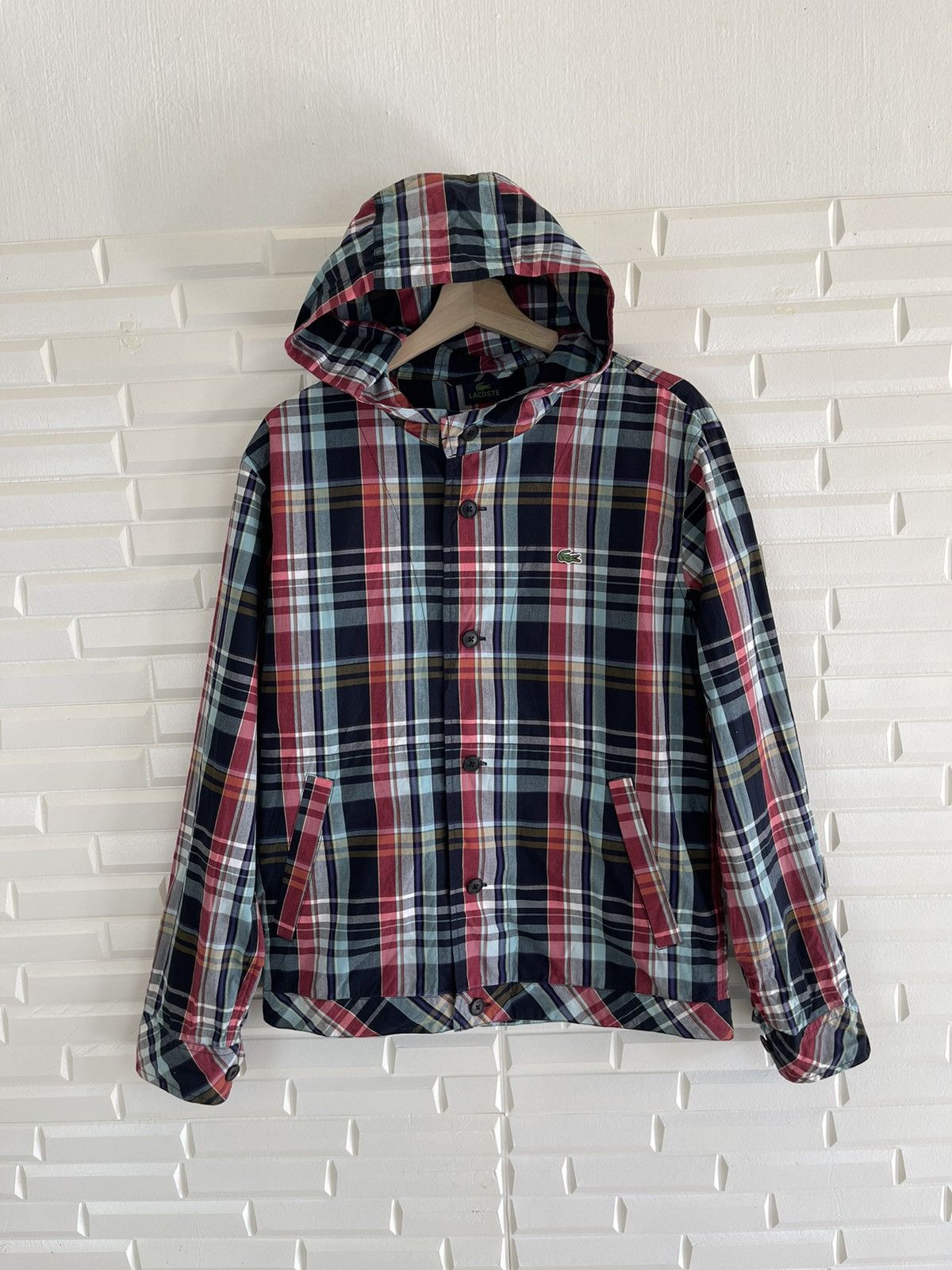 Lacoste × Vintage Awesome Lacoste Hoodie Tartan Madras Style Size US M / EU 48-50 / 2 - 5 Thumbnail