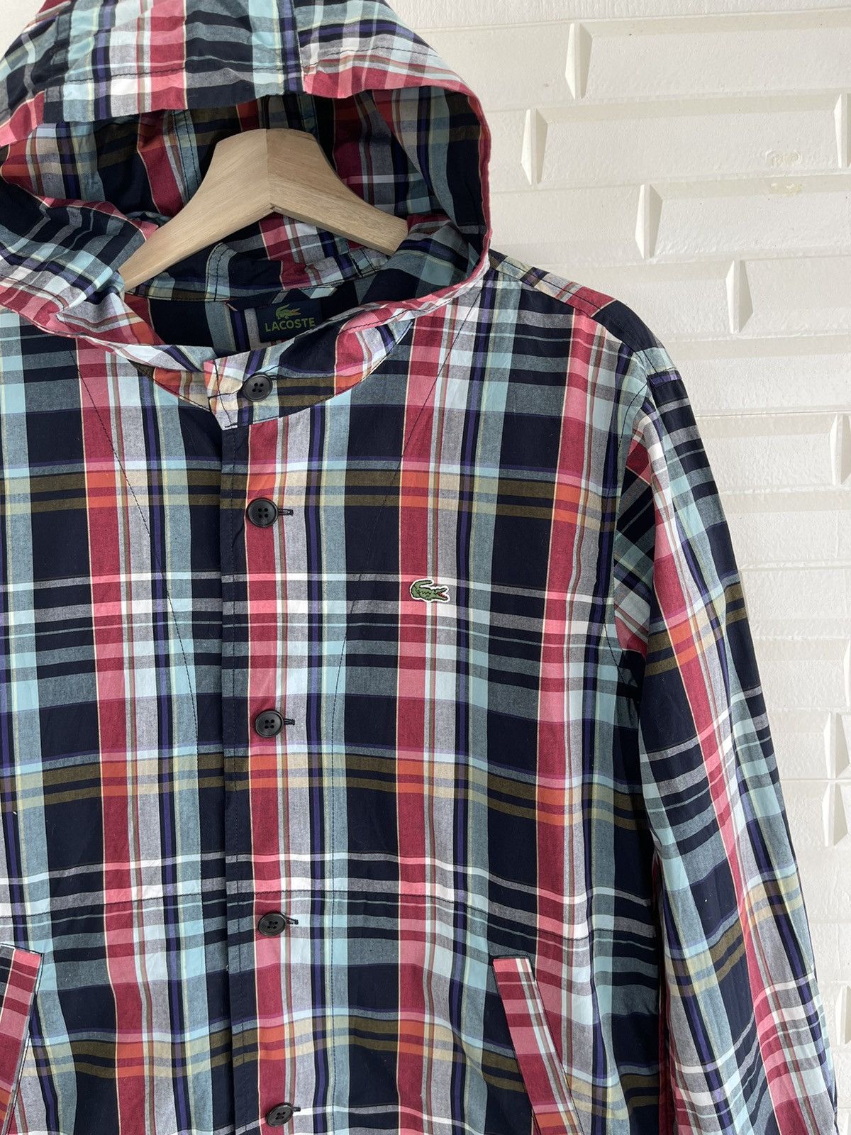 Lacoste × Vintage Awesome Lacoste Hoodie Tartan Madras Style Size US M / EU 48-50 / 2 - 3 Thumbnail