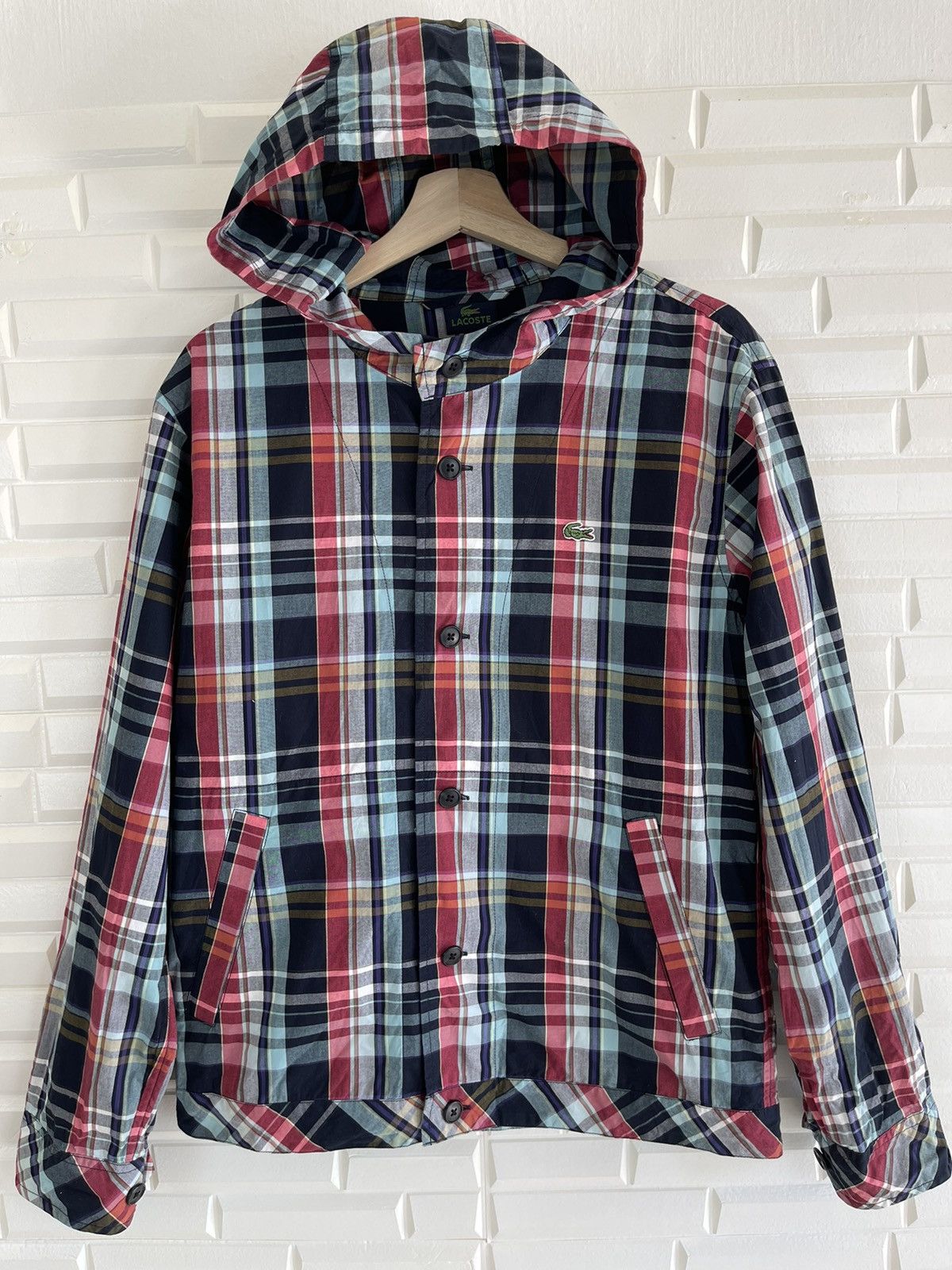 Lacoste × Vintage Awesome Lacoste Hoodie Tartan Madras Style Size US M / EU 48-50 / 2 - 2 Thumbnail