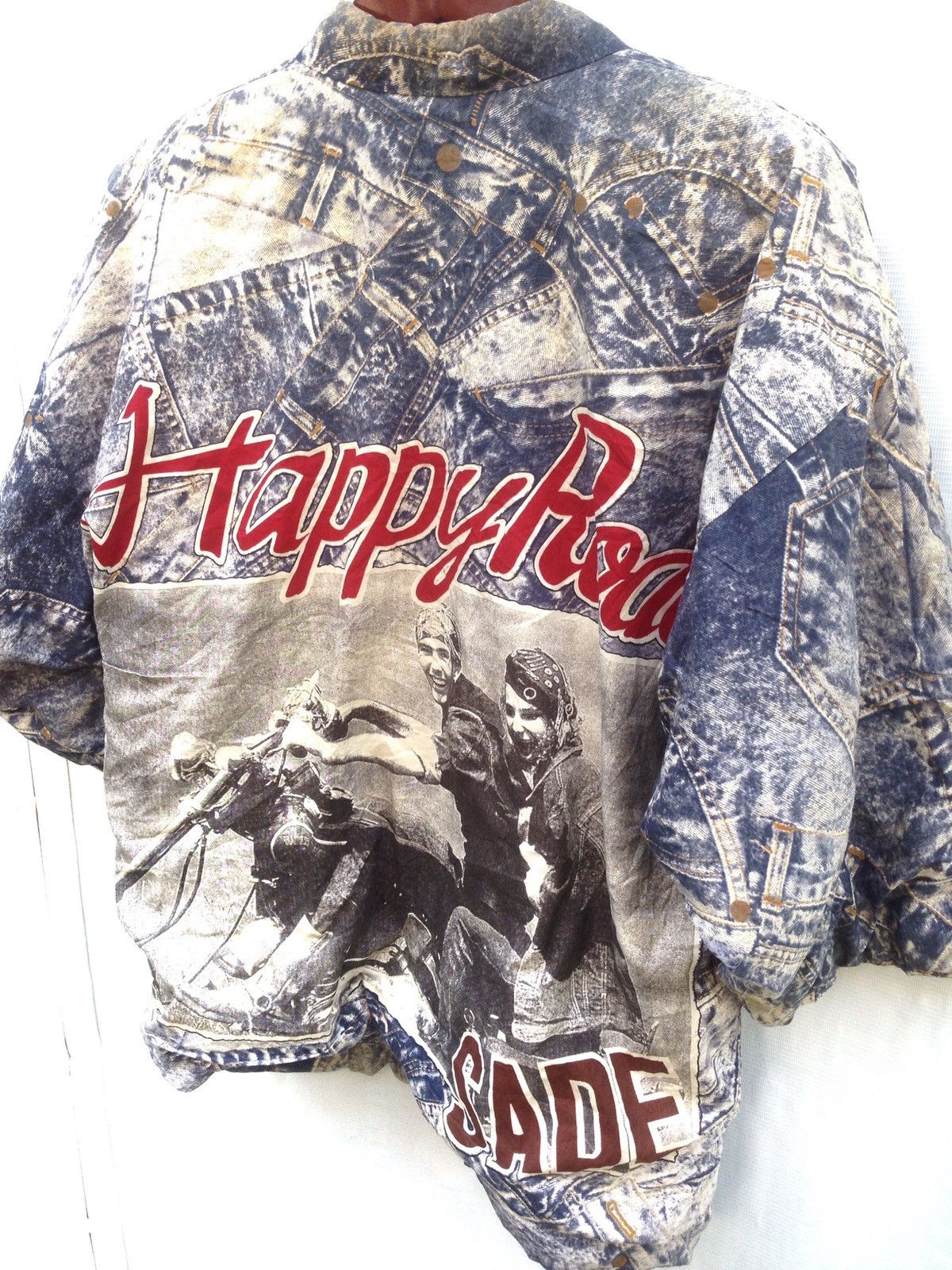 Harley Davidson × Japanese Brand × Vintage Padded Kimono Japan Happy Road Sade Bleach Acid Wash Jacket Size US L / EU 52-54 / 3 - 4 Thumbnail