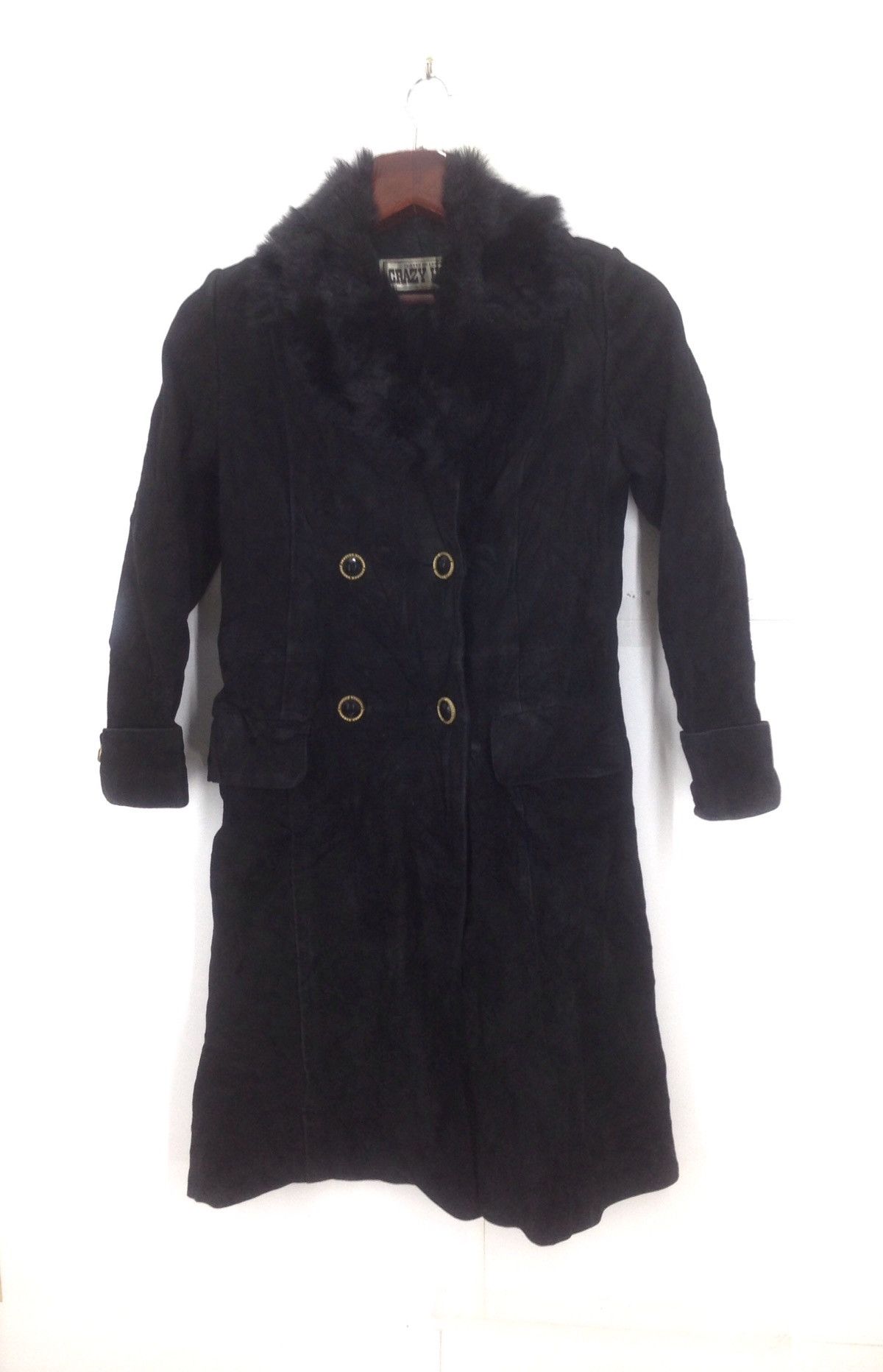 Genuine Leather Vintage Crazy Horse Leather Fur Neck Long Coat Size US S / EU 44-46 / 1 - 1 Thumbnail