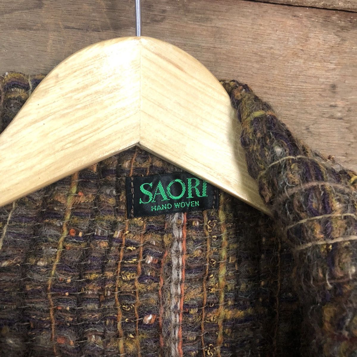 Homespun Knitwear Saori stripe Brown Vest cardigan mohair knitwear #H356 Size US M / EU 48-50 / 2 - 4 Thumbnail