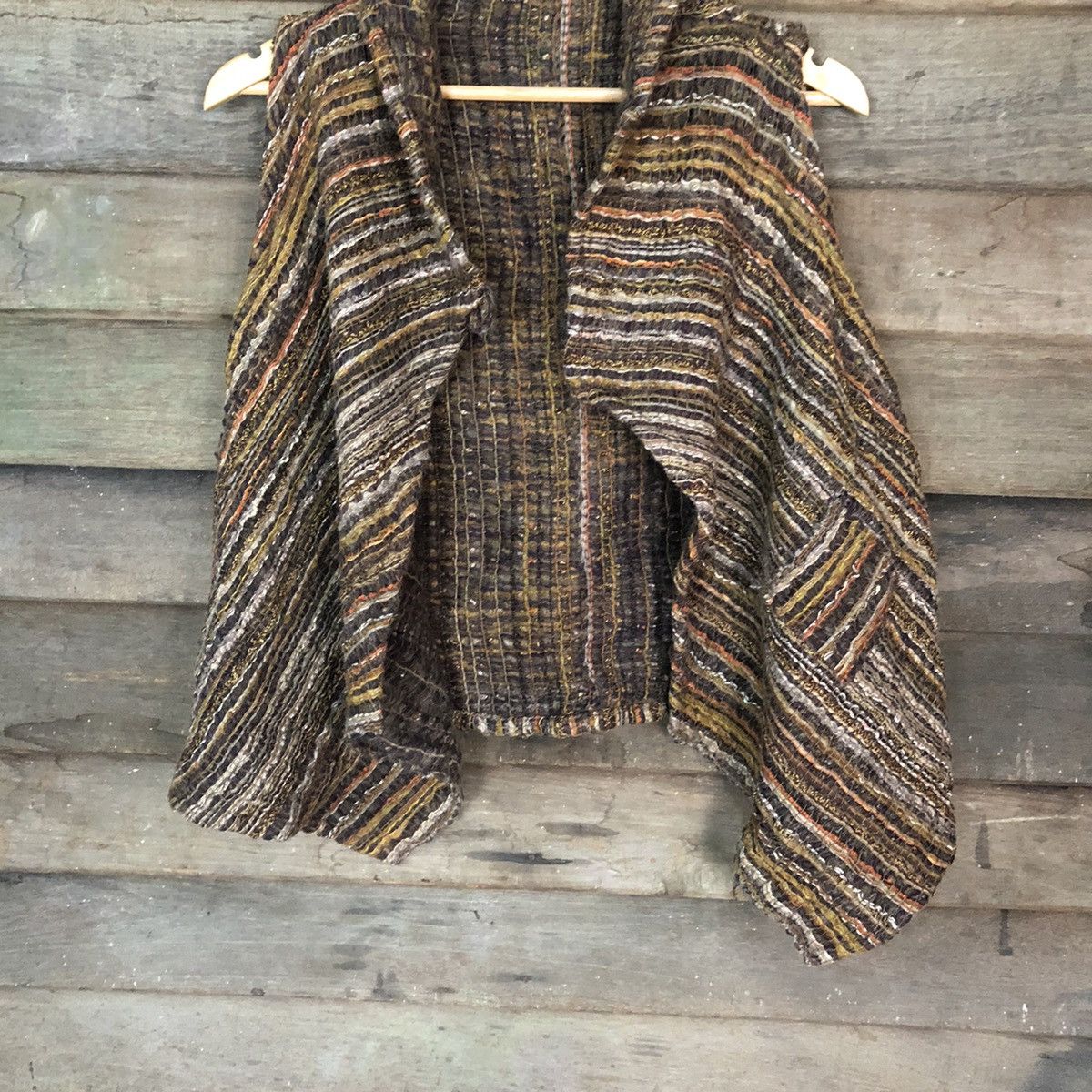 Homespun Knitwear Saori stripe Brown Vest cardigan mohair knitwear #H356 Size US M / EU 48-50 / 2 - 3 Thumbnail