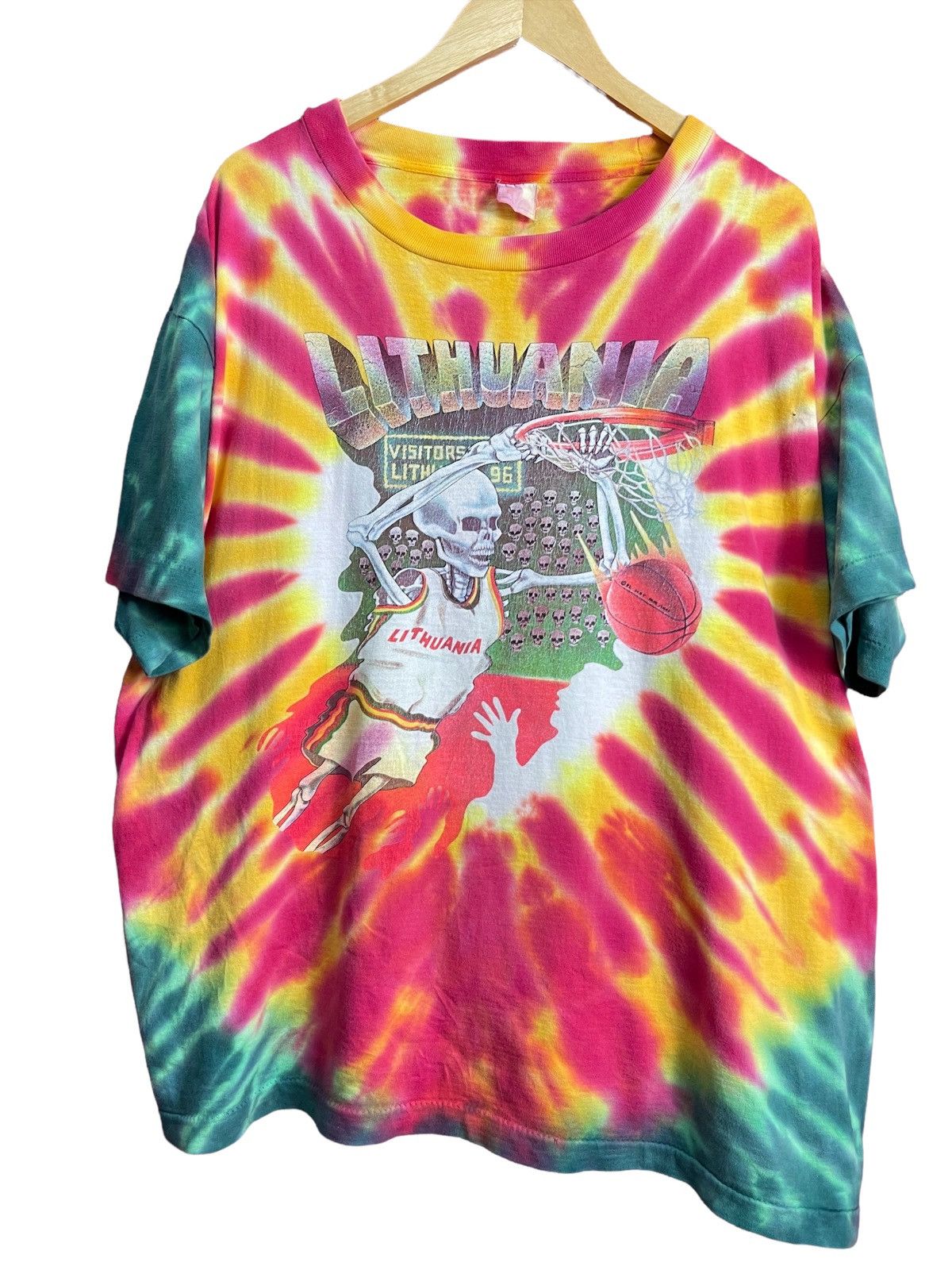 image of Band Tees x Grateful Dead Vintage 90's Grateful Dead Lithuania Basketball Team T-Shirt in Tie/Dye (