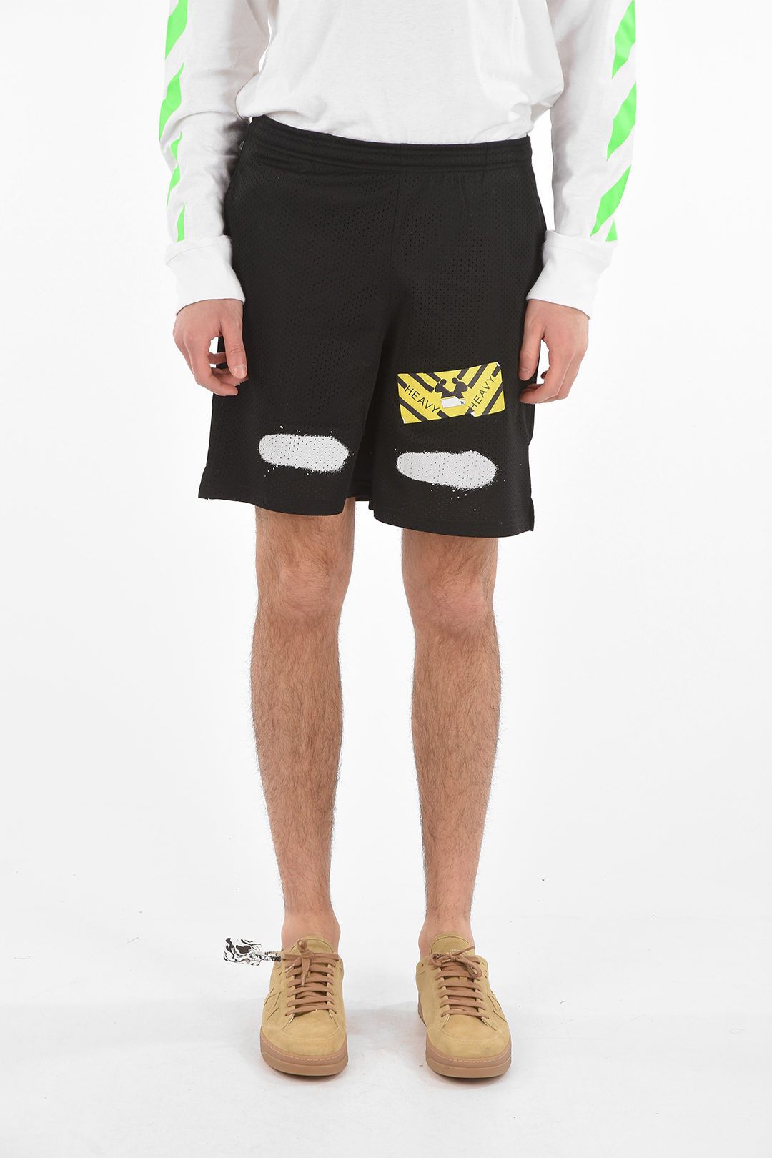 Off-White Diagonal Spray "Mirror Mirror" Mesh Shorts Size US 34 / EU 50 - 1 Thumbnail