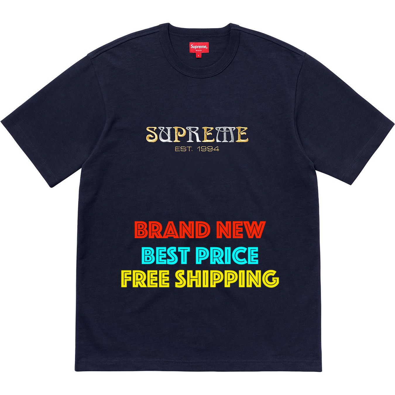 clearance online here Supreme Nouveau Logo Tee Navy XL, FW18, NEW ...