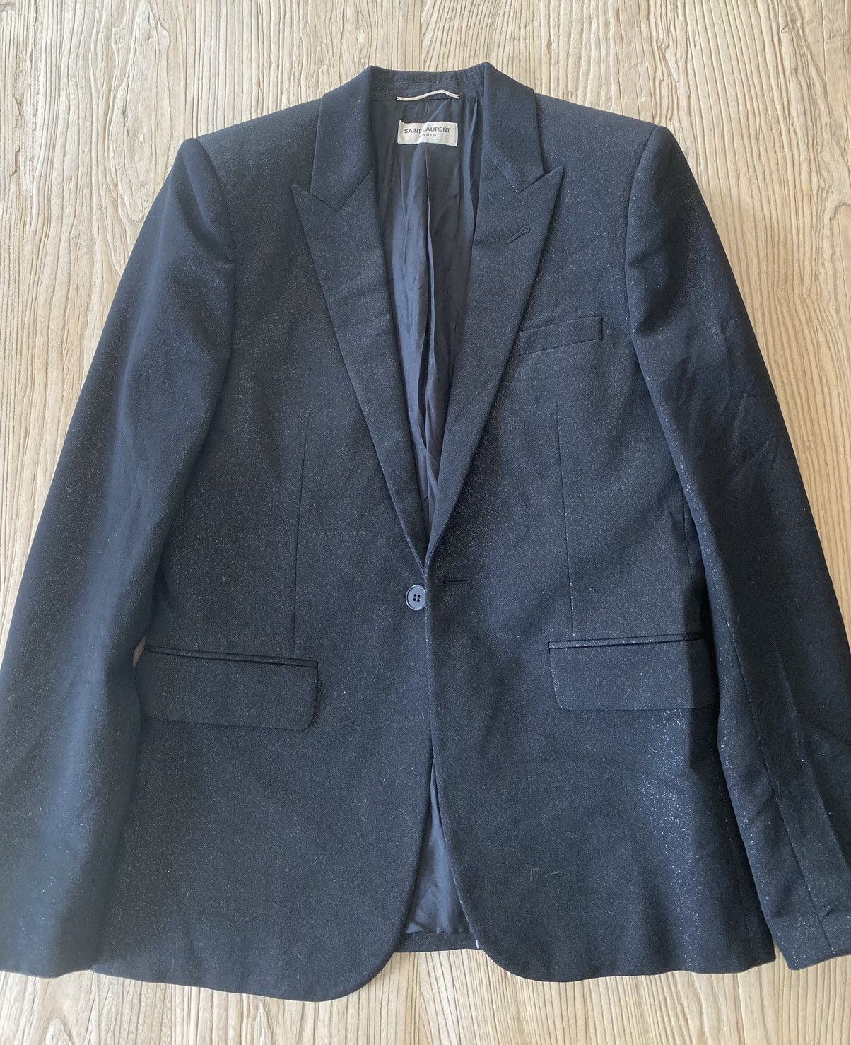 Hedi Slimane × Saint Laurent Paris GRAIL FW15 Glitter Peaked Label Blazer Size 46R - 3 Thumbnail