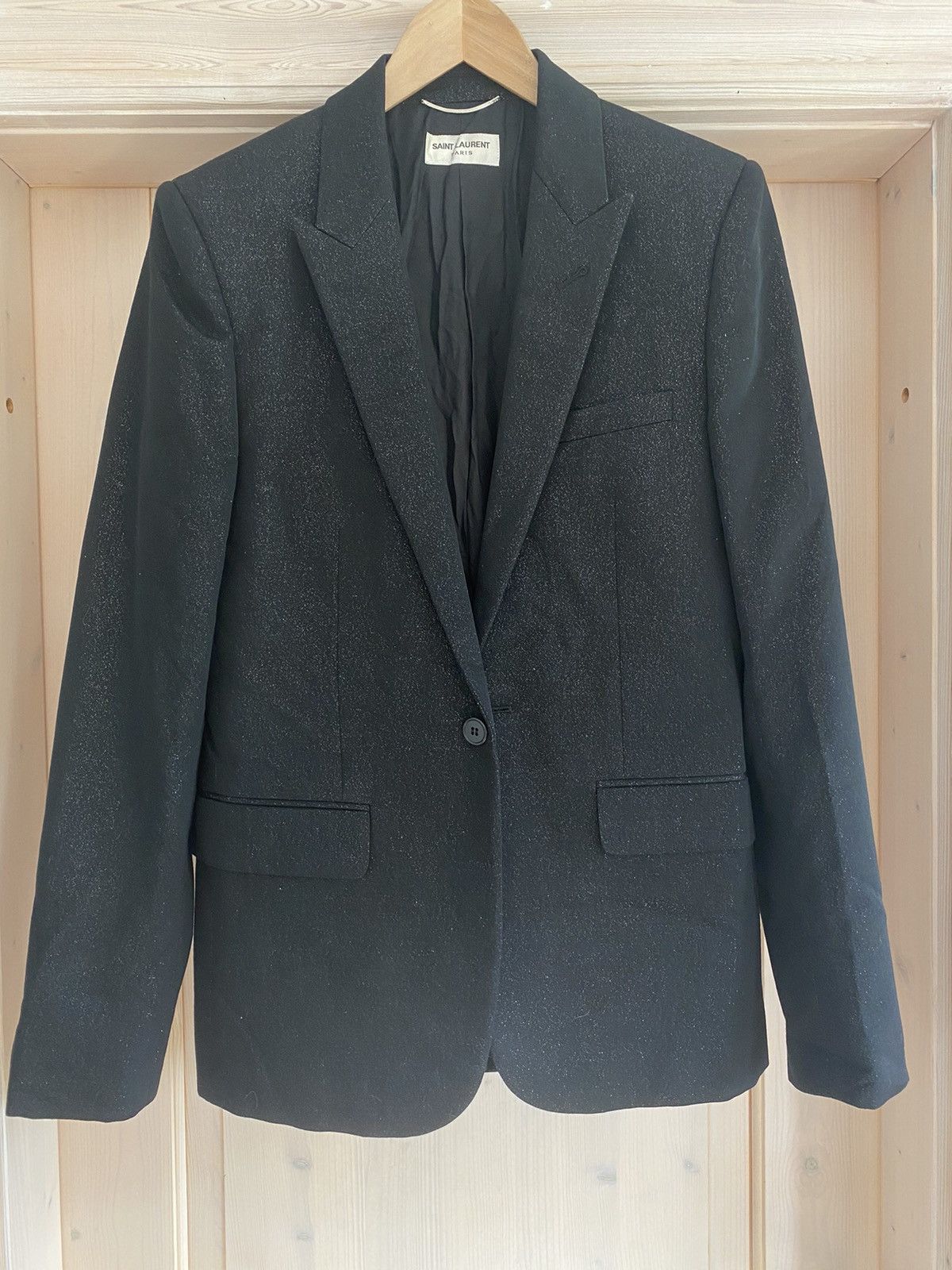 Hedi Slimane × Saint Laurent Paris GRAIL FW15 Glitter Peaked Label Blazer Size 46R - 1 Thumbnail