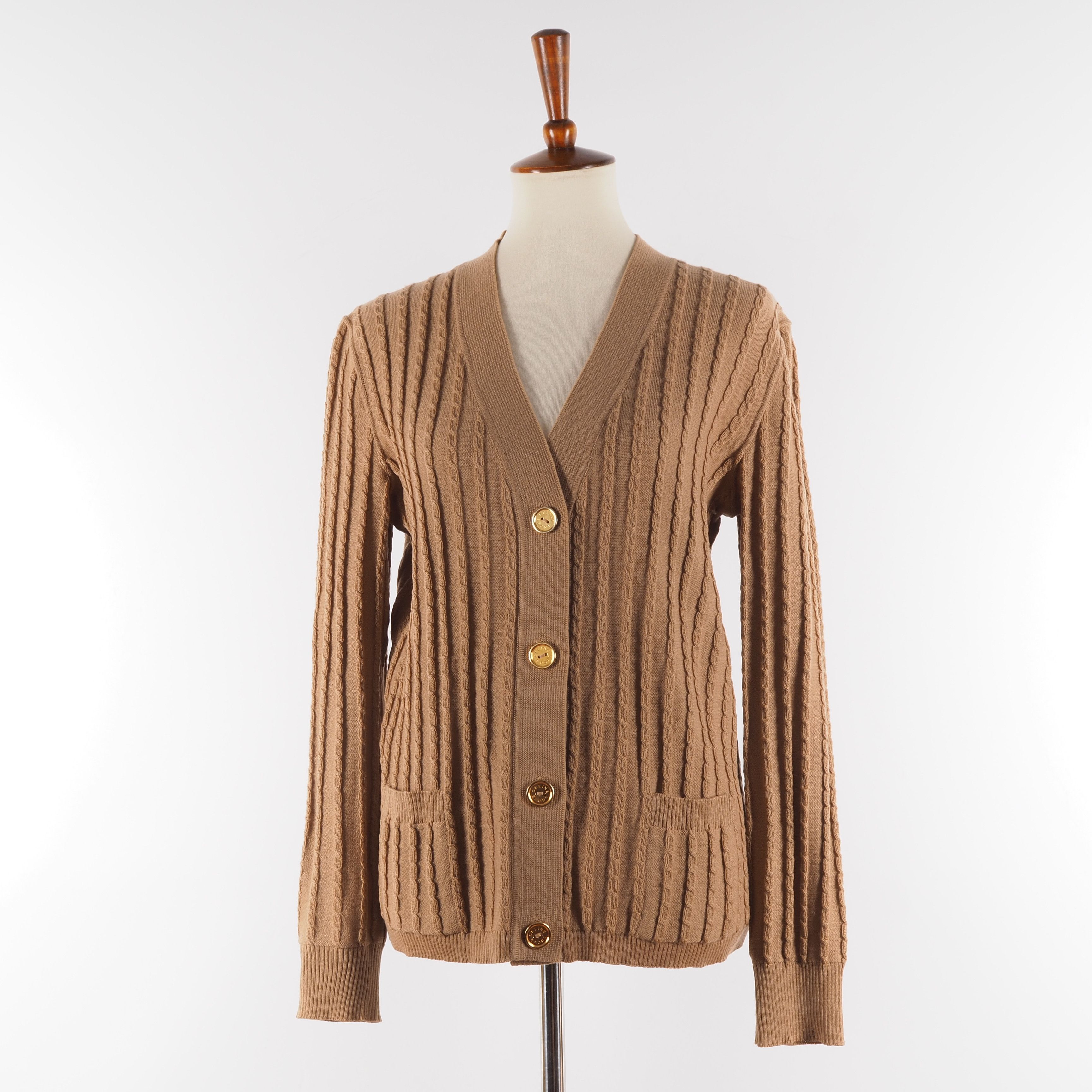 Celine CELINE Vintage Brown Knit Sweater Cardigan  S M L s