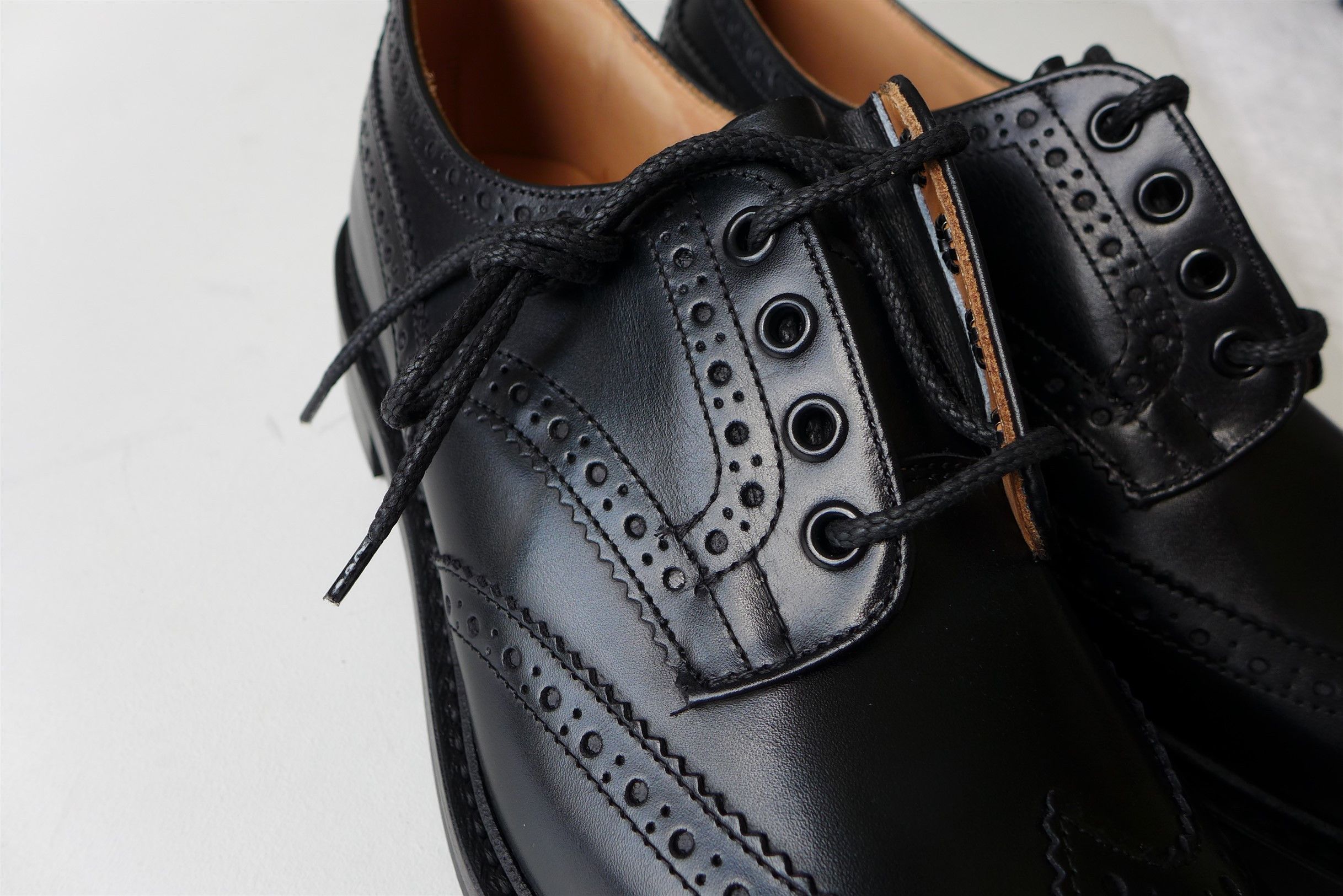 Tricker's Trickers Bourton Brogue Shoe - Black Calf Leather Size US 9 / EU 42 - 8 Thumbnail