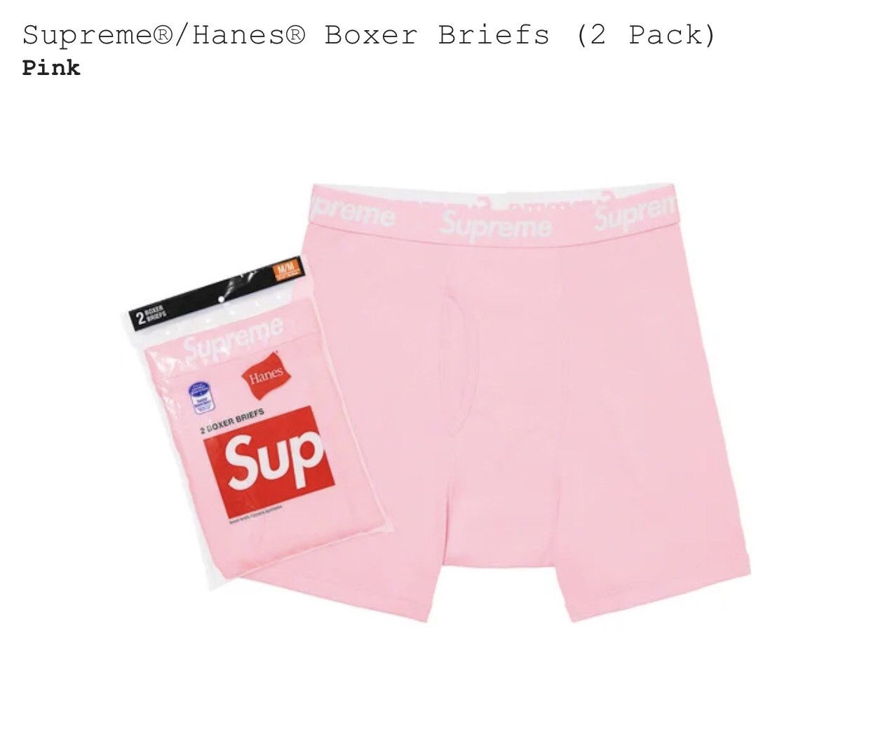 Supreme (28-30) Supreme Hanes Boxer Briefs Pink FW21 (2 Pack) Size 30 - 6 Preview