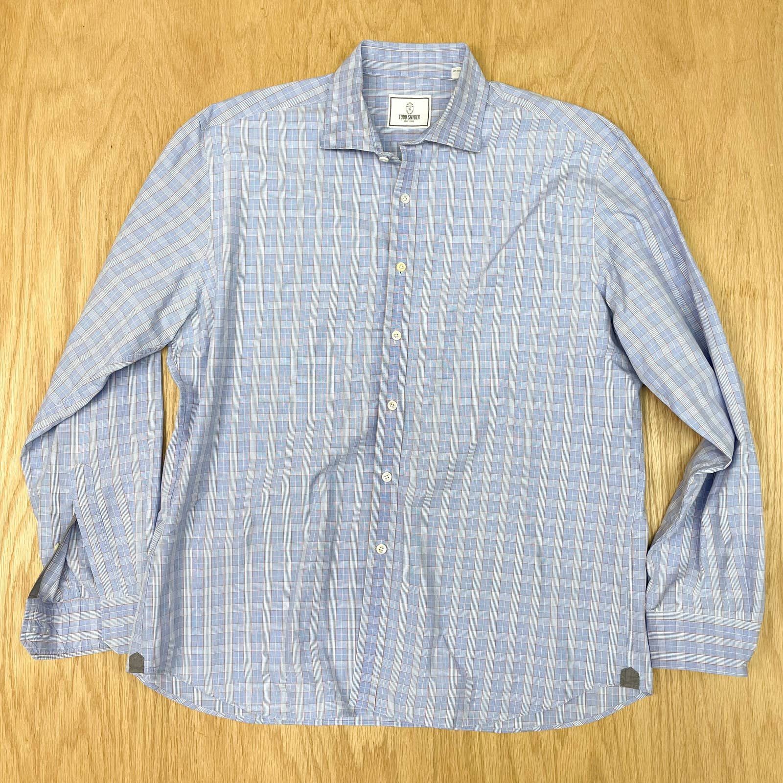 Todd Snyder Todd Snyder Spread Collar Glen Plaid Dress Shirt Blue | Grailed