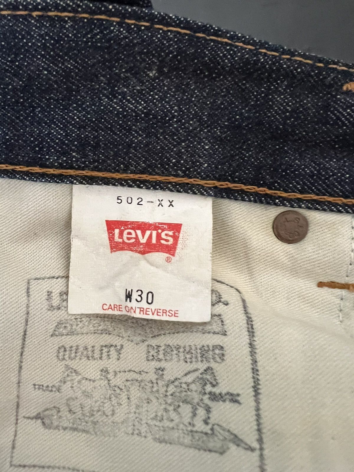 Levi's Vintage 1998 LVC Levi’s 502 XX Big E Denim Selvedge Jeans Size US 30 / EU 46 - 18 Thumbnail