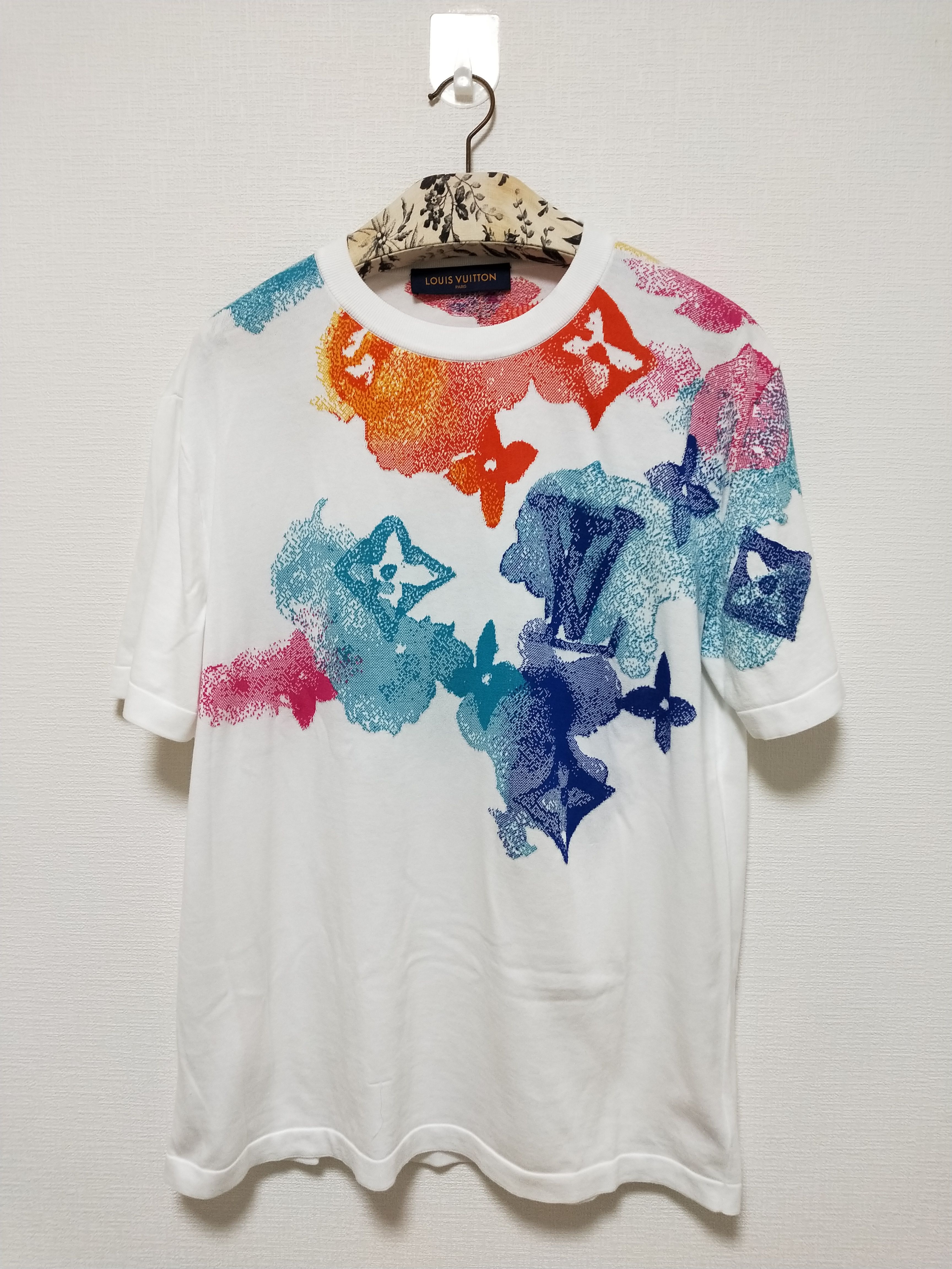 LV watercolor monogram tee, 男裝, 上身及套裝, T-shirt、恤衫、有領